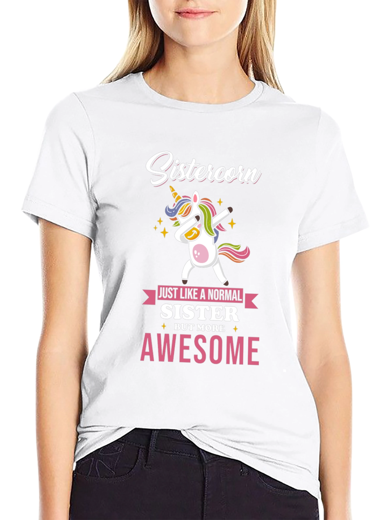 Black Sistercorn Awesome Unicorn Dabbing T-Shirt view 9