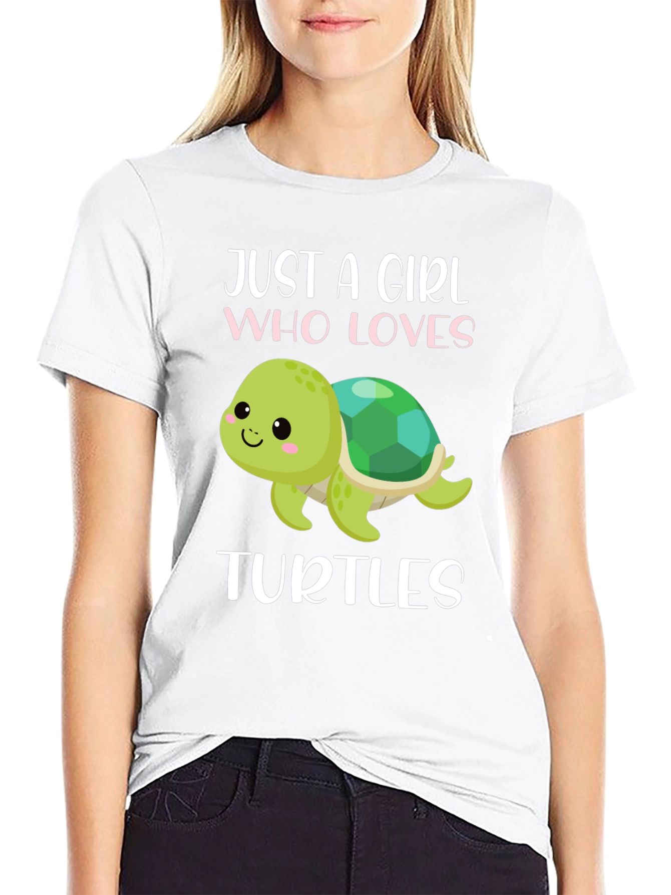 Black Just A Girl Who Loves Turtles T-Shirt view 9