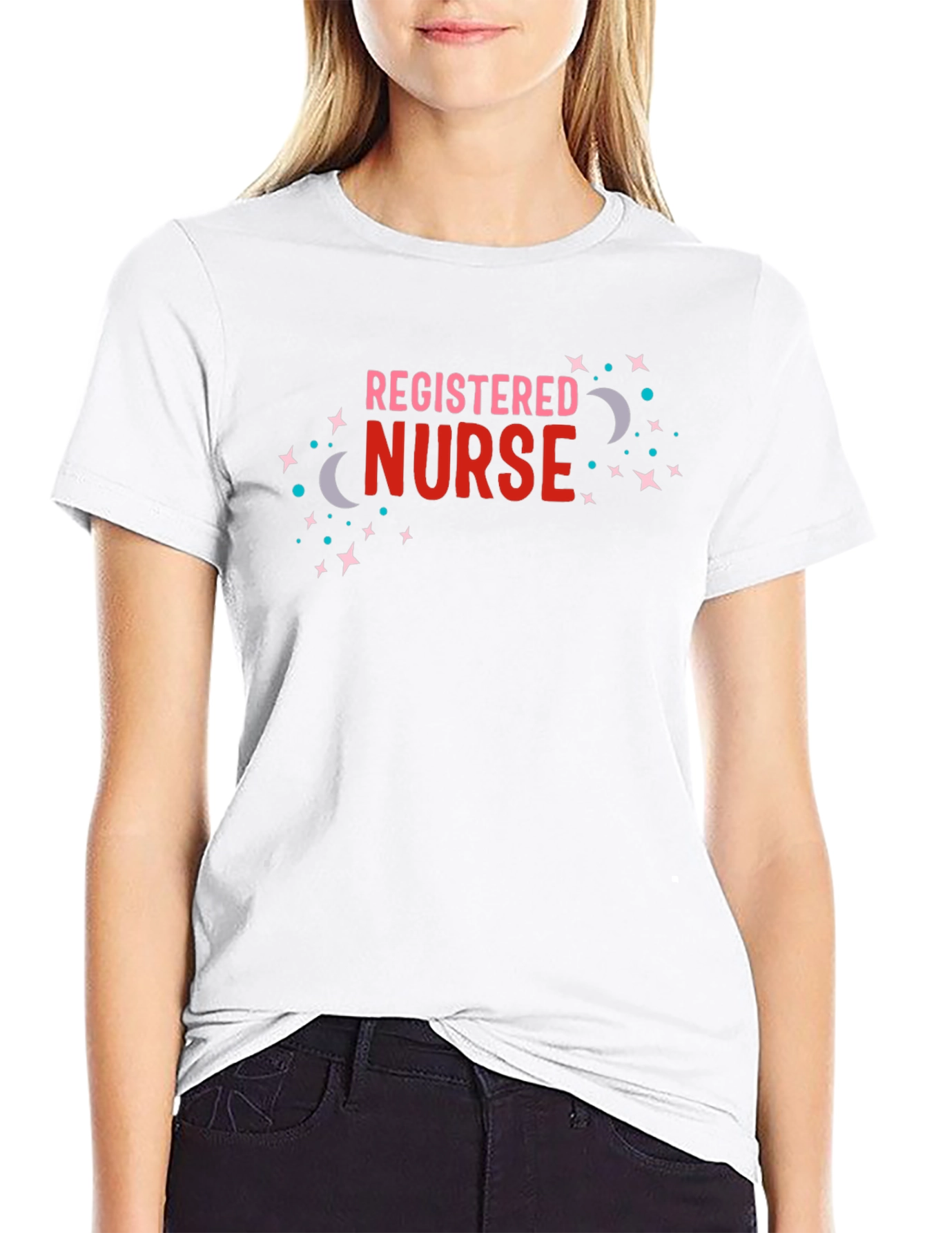 Black Registered Nurse T-Shirt - Fun Design view 9