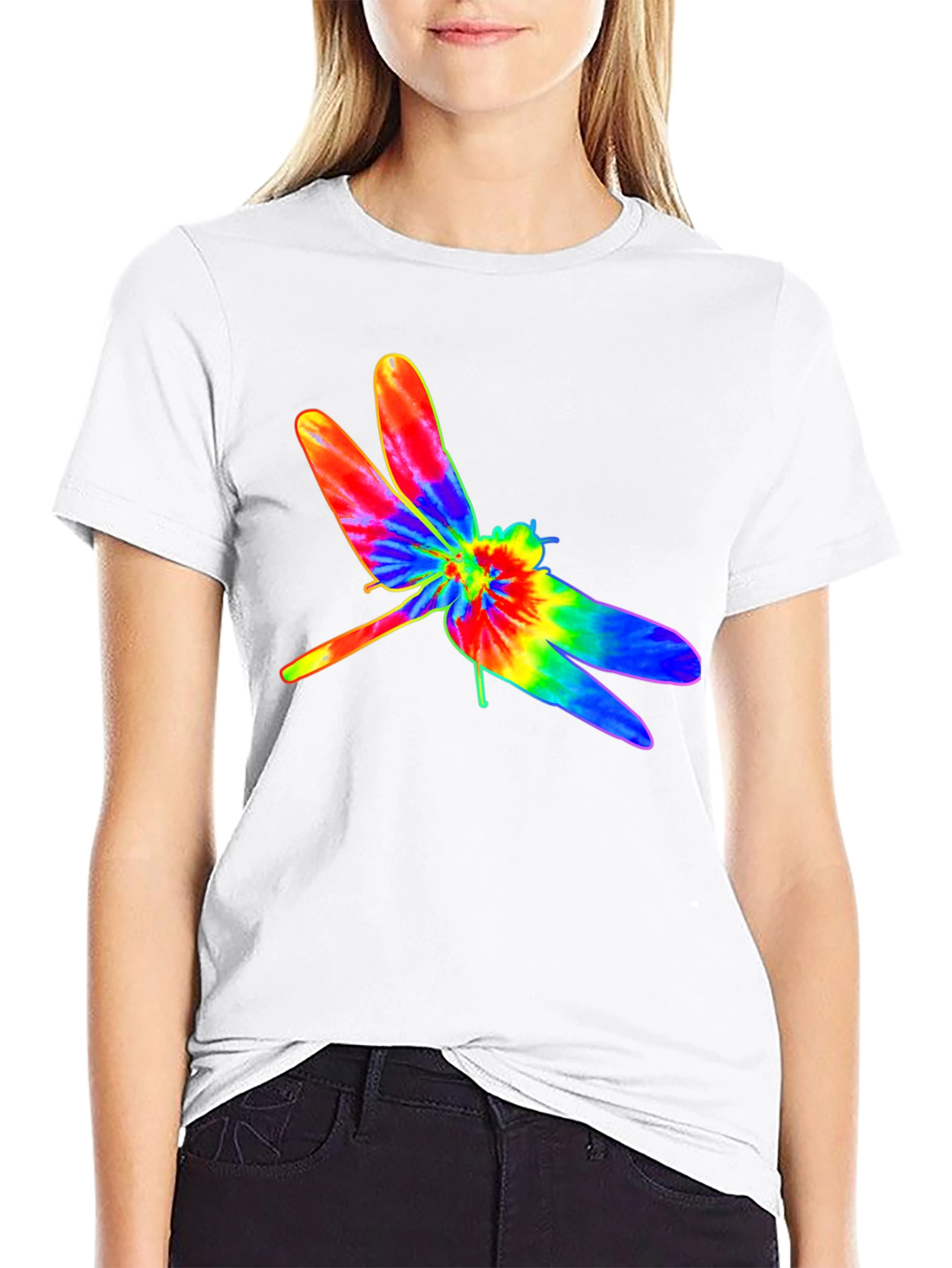 Black Tie Dye Dragonfly Graphic T-Shirt view 9