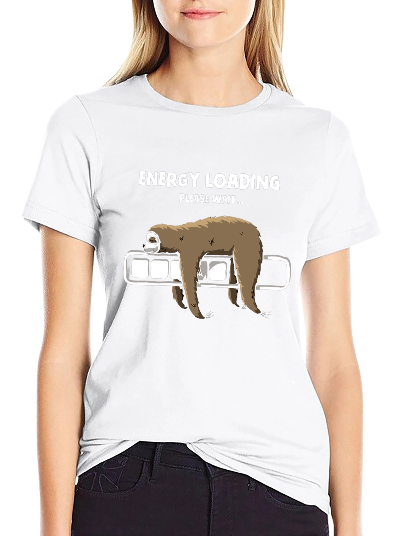 Black Energy Loading Sloth Graphic T-Shirt - Relaxed Fit view 9