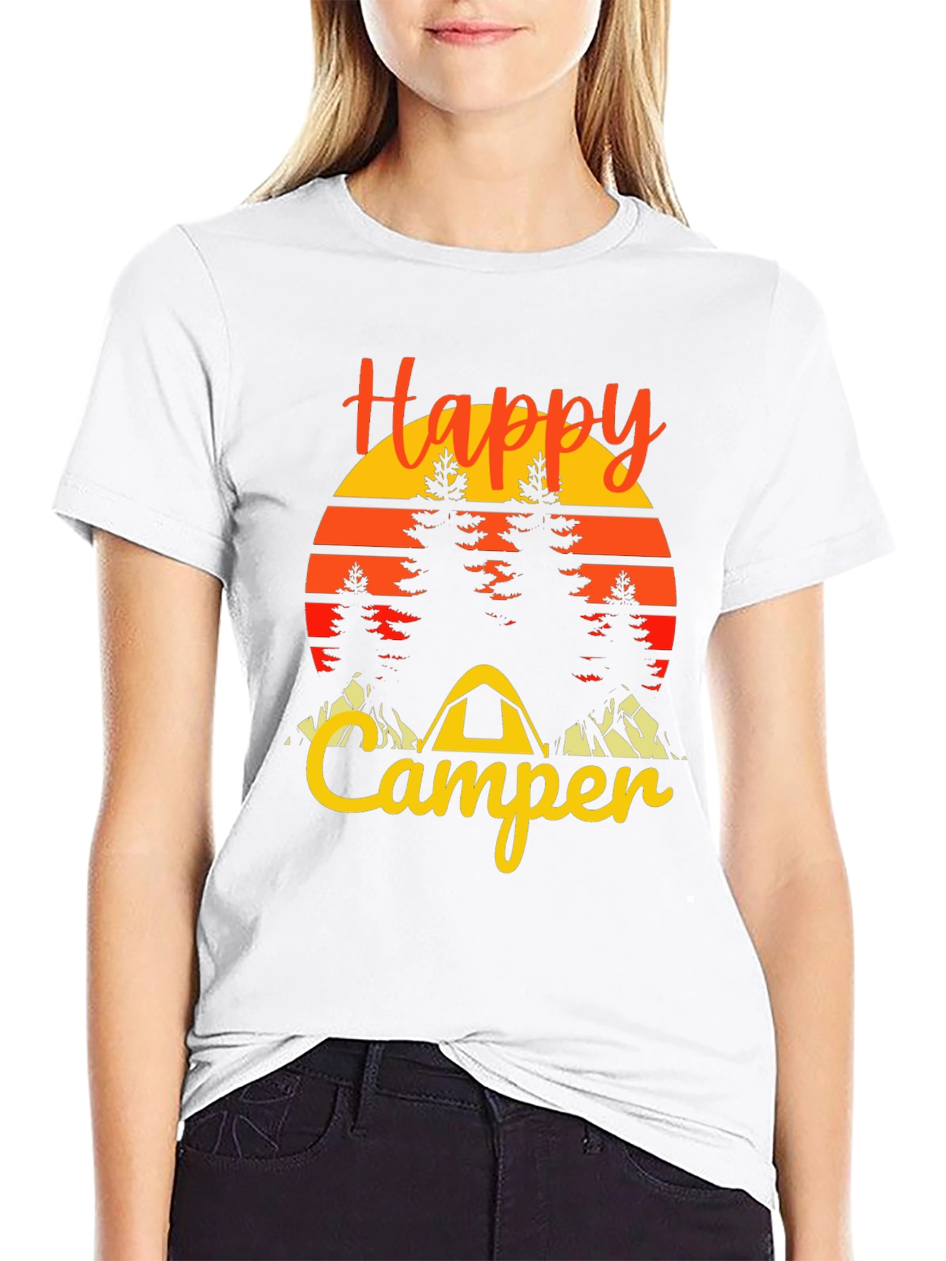 Black Happy Camper Graphic Tee - Outdoor Adventure Shirt view 9