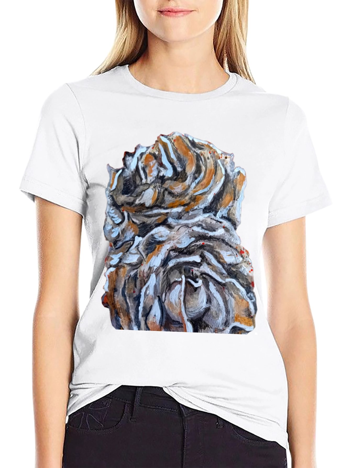 Black Abstract Floral Graphic Print T-Shirt view 9