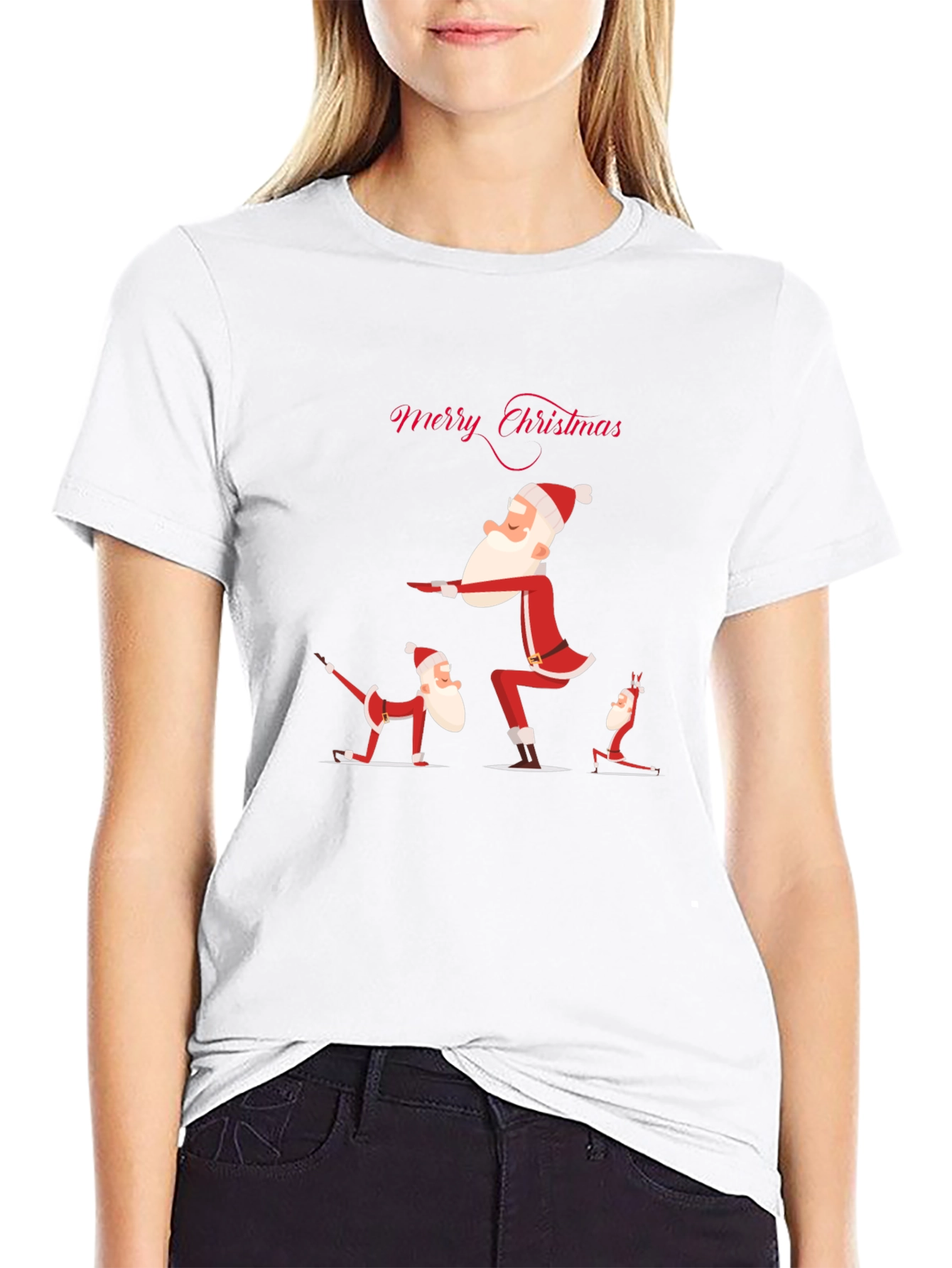 Black Yoga Santa Christmas T-Shirt view 9