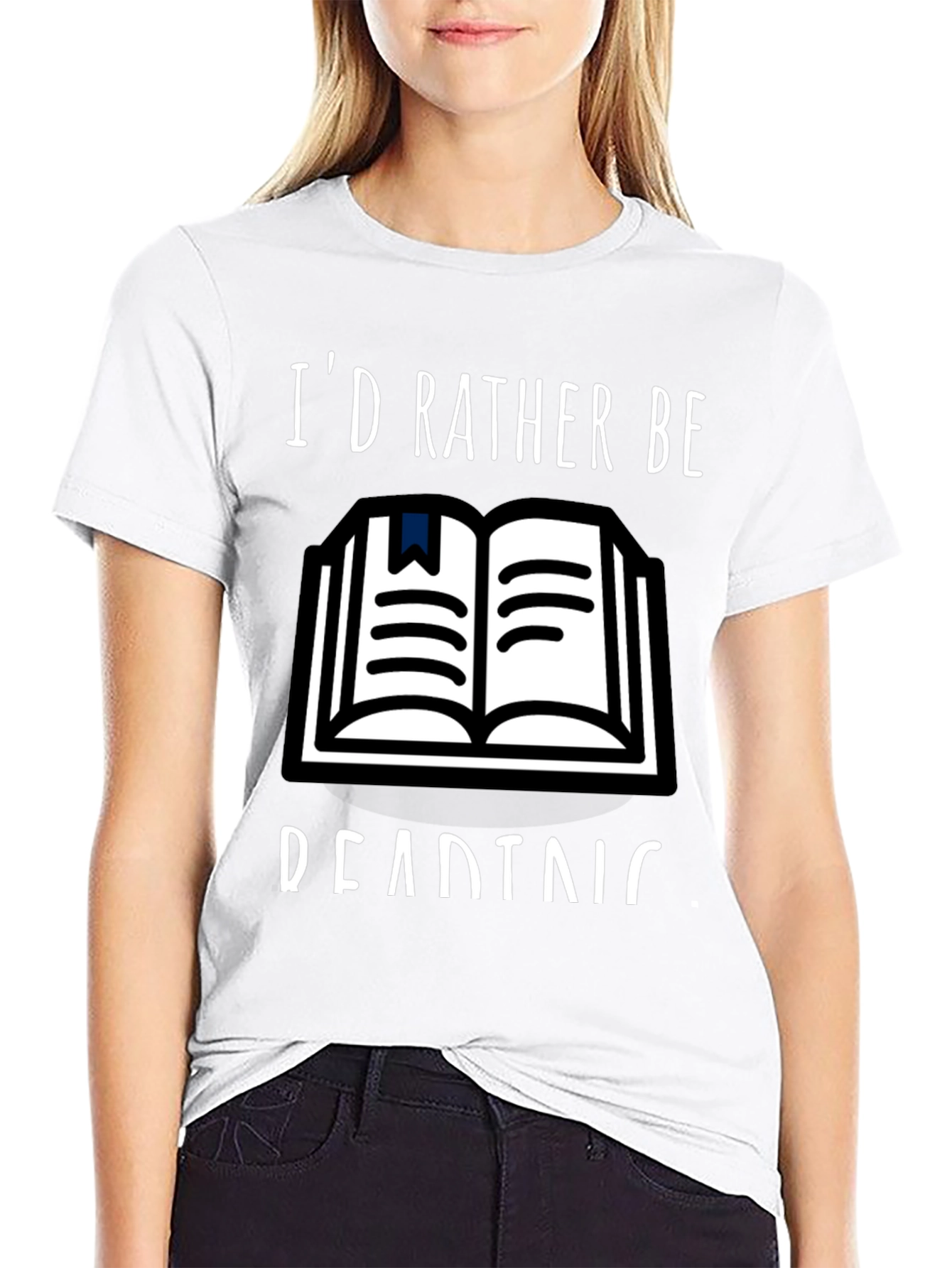 Black I'd Rather Be Reading T-Shirt view 9