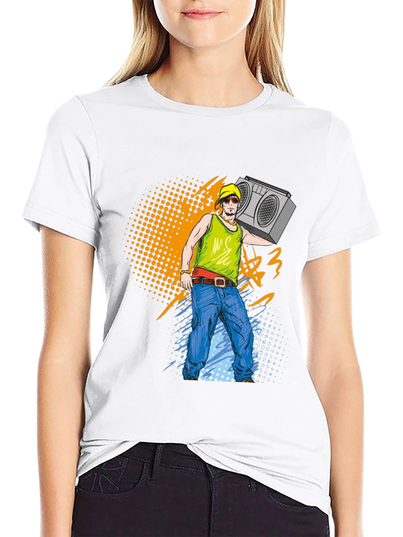 Black Retro Boombox Graphic T-Shirt - Vintage Music Tee view 9