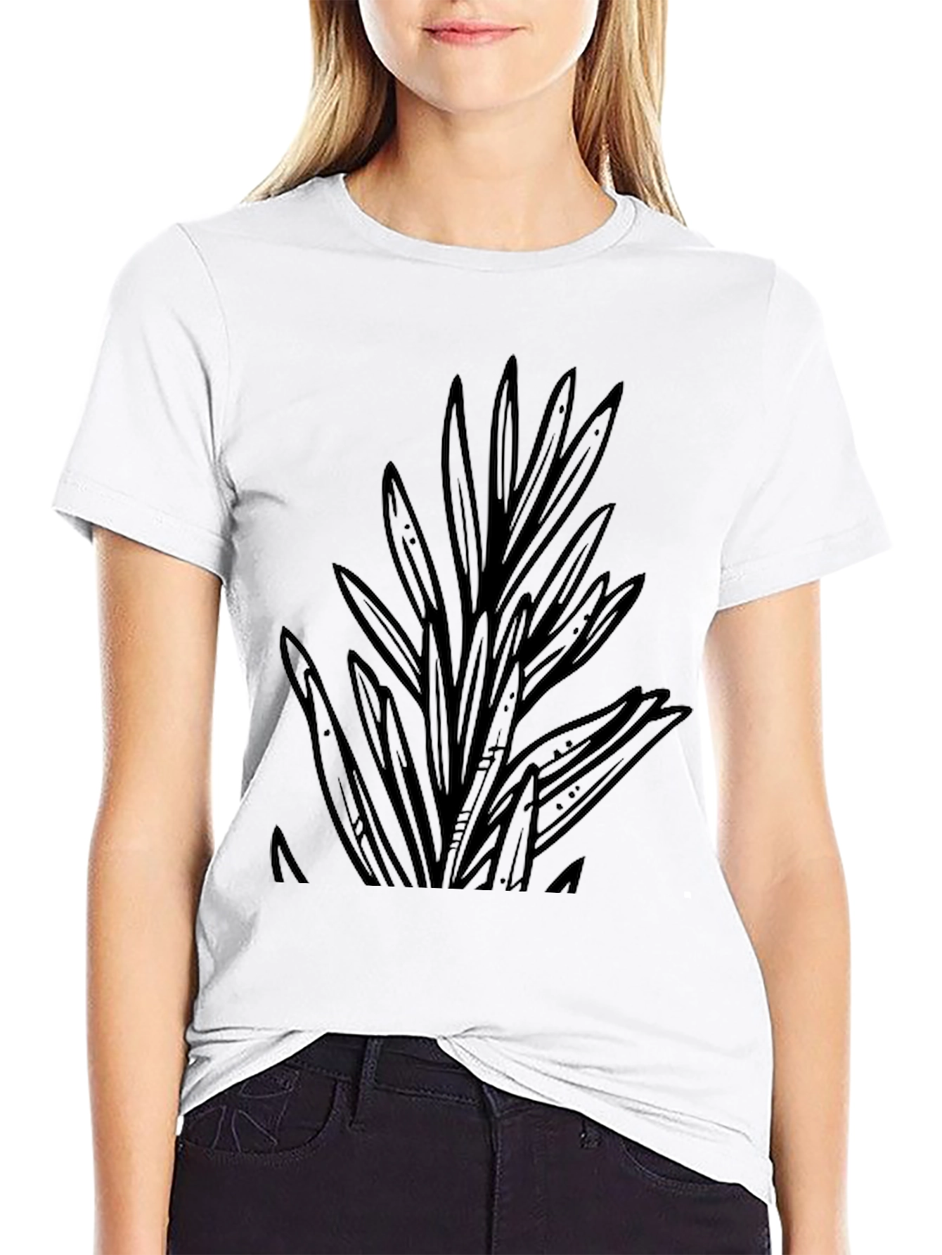 Black Black Graphic Tee - Nature Design view 9