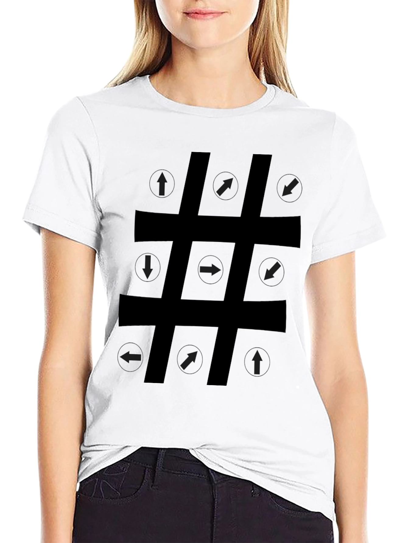Black Arrow Direction Hashtag Graphic T-Shirt view 9