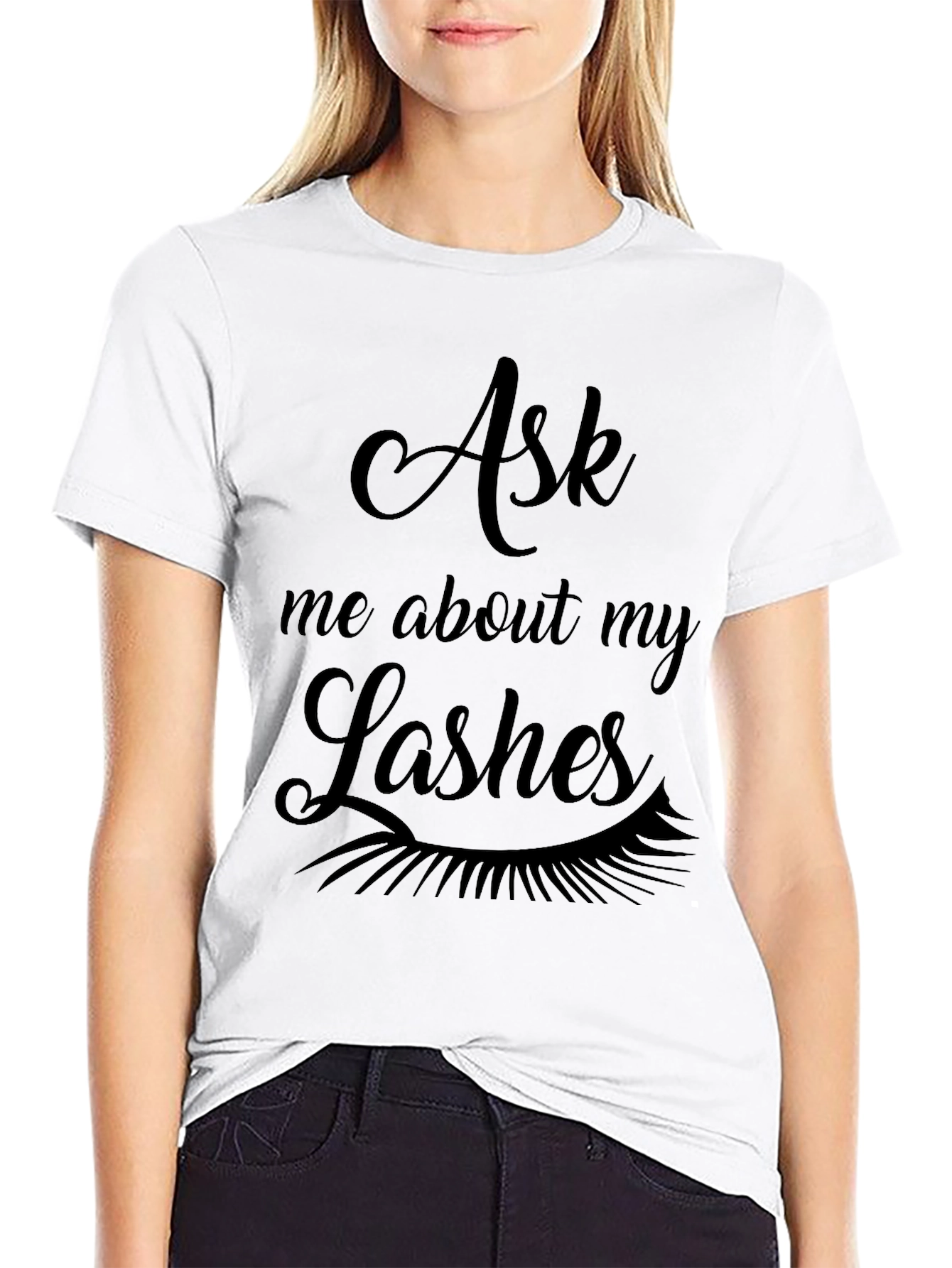 Black Ask Me About My Lashes Graphic Tee - Black view 9