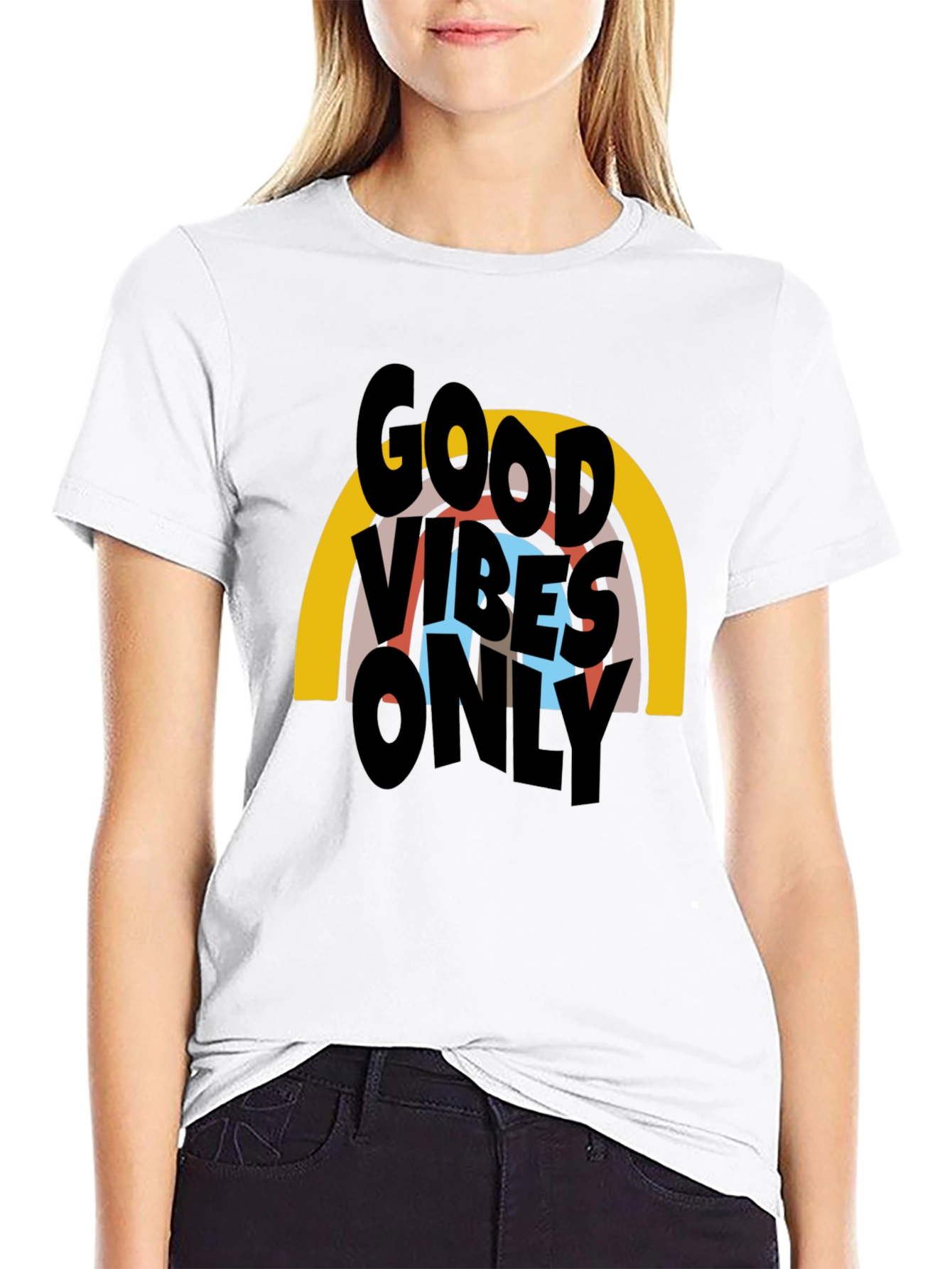 Black Good Vibes Only Graphic T-Shirt - Black view 9