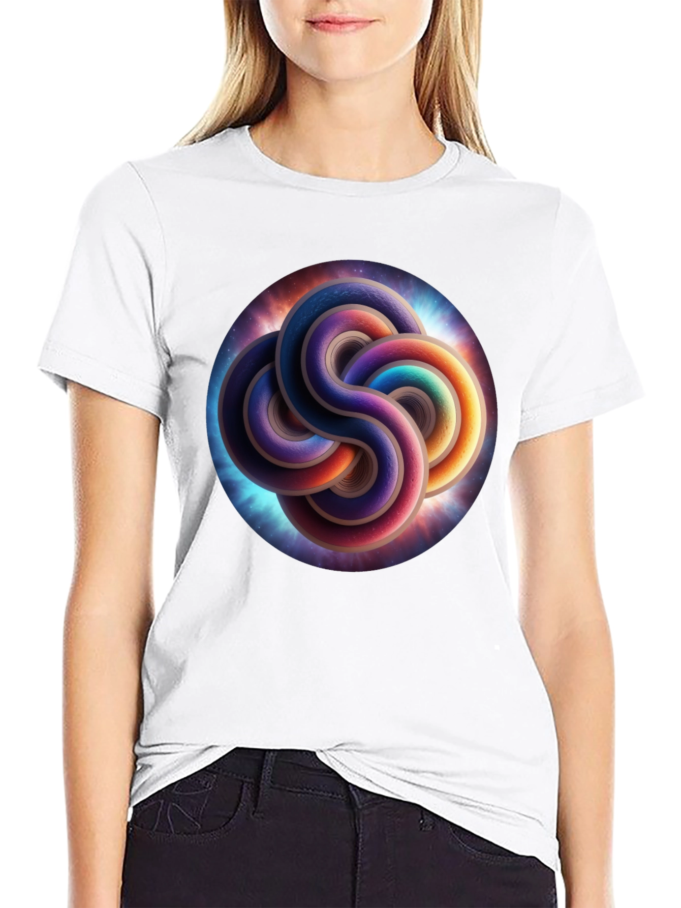Black Cosmic Knot T-Shirt - Black, Unique Design view 9