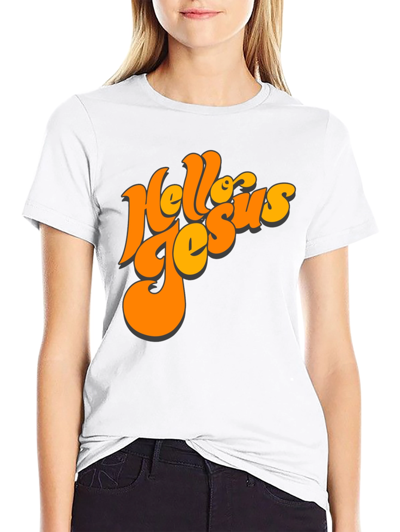 Black Retro Hello Jesus Graphic Tee view 9