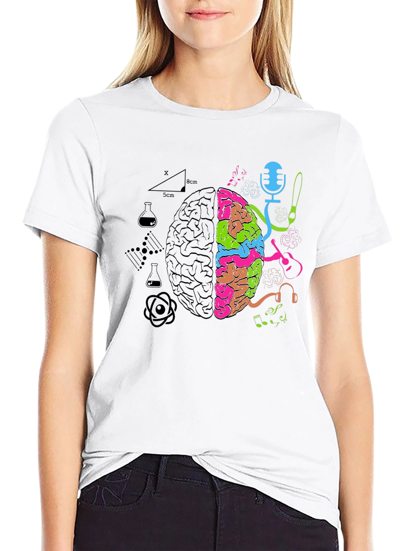 Black Brain Art vs Science T-Shirt view 9