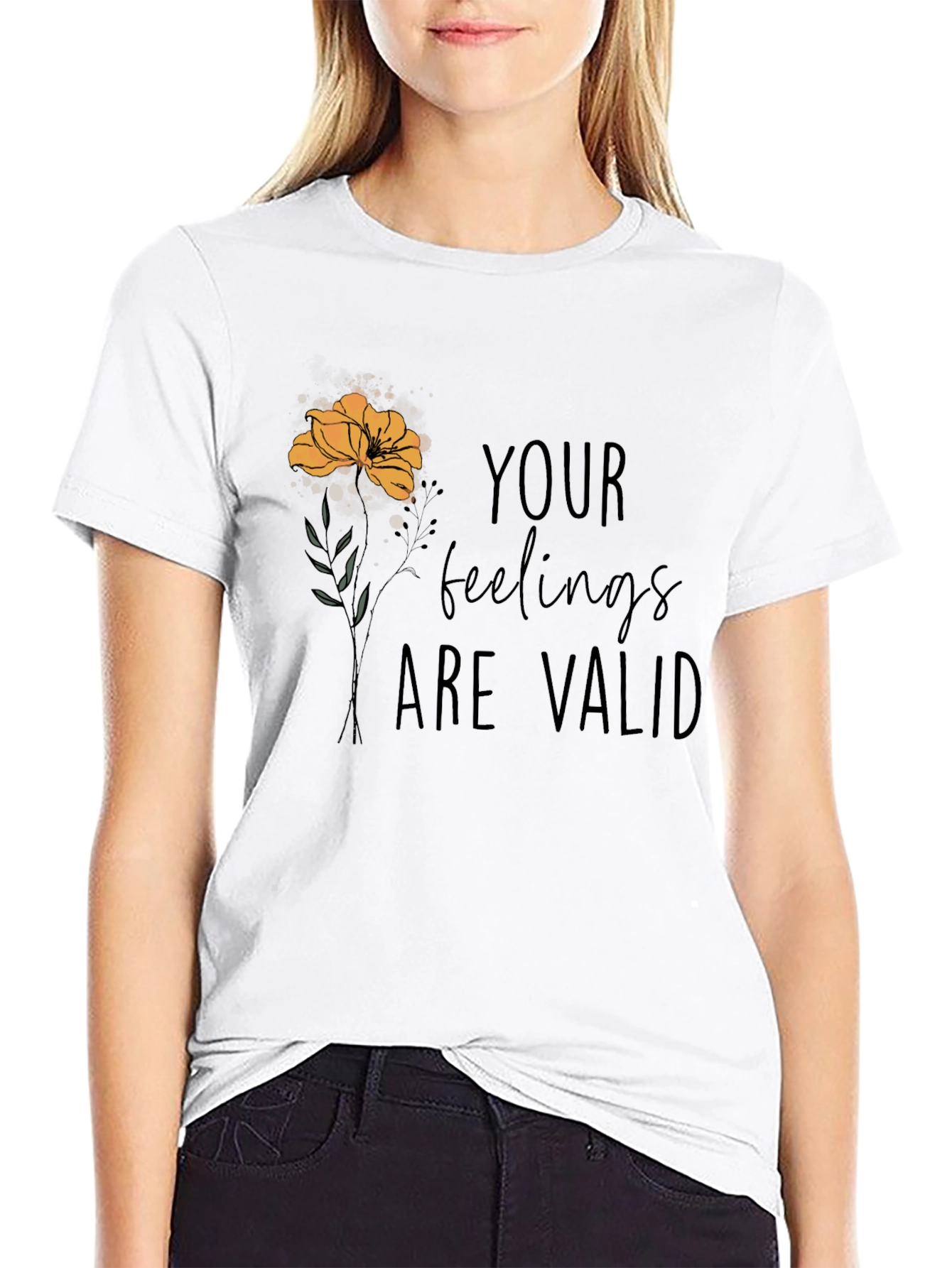 Black Valid Feelings Graphic Black Tee view 9