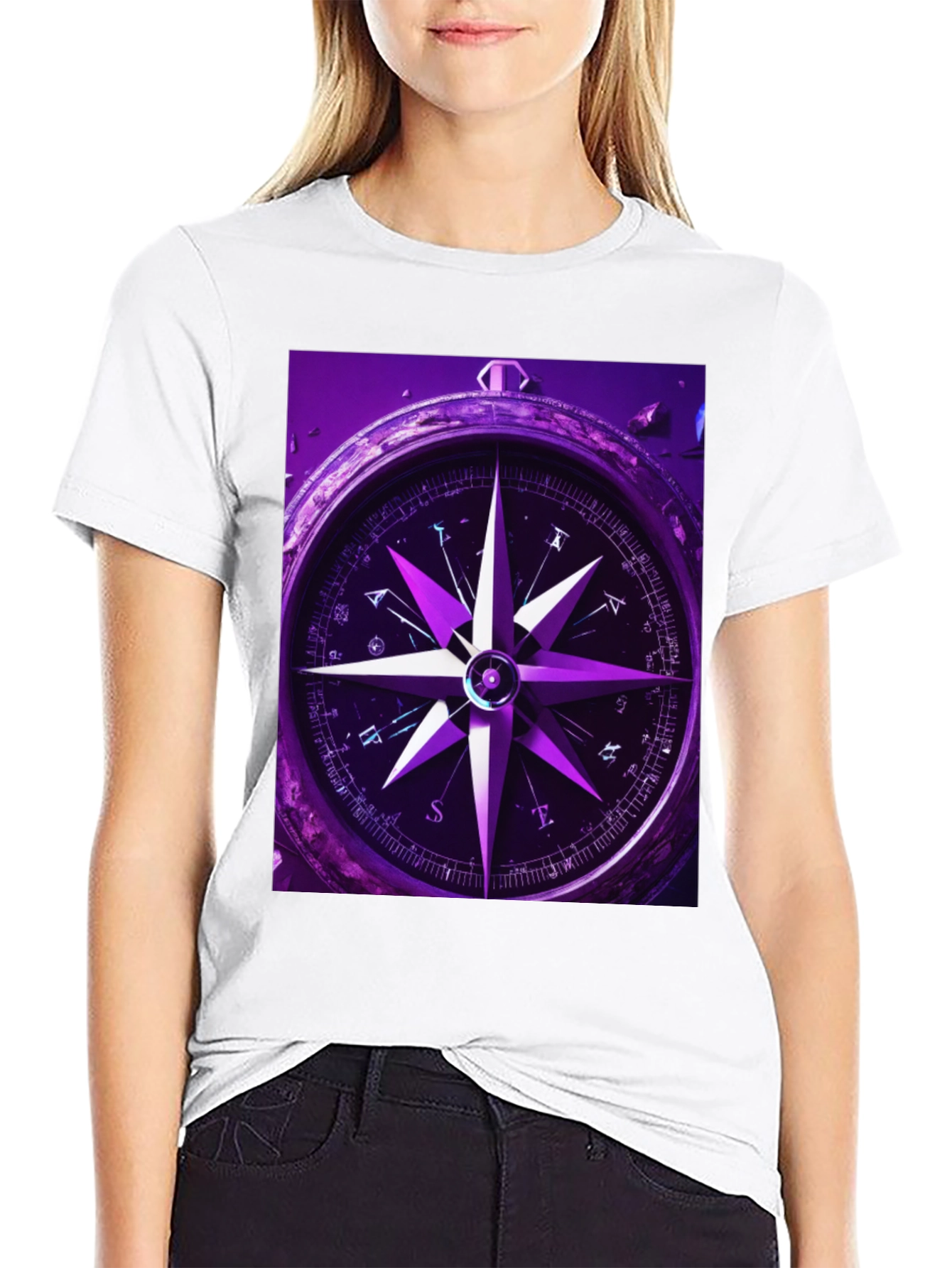 Black Compass Graphic T-Shirt - Black Cotton Tee view 9