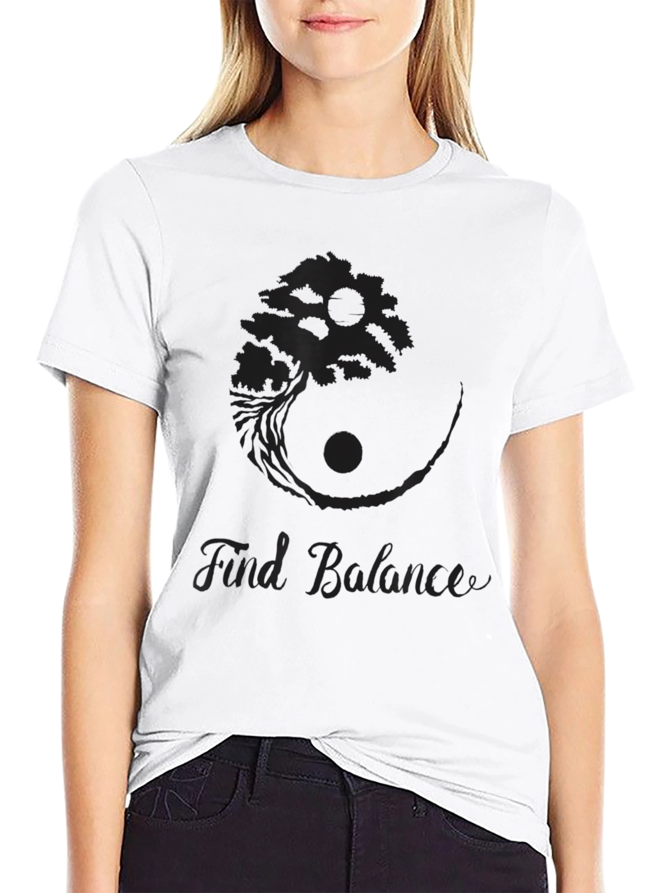 Black Balance Bonsai Tree Graphic T-Shirt view 9