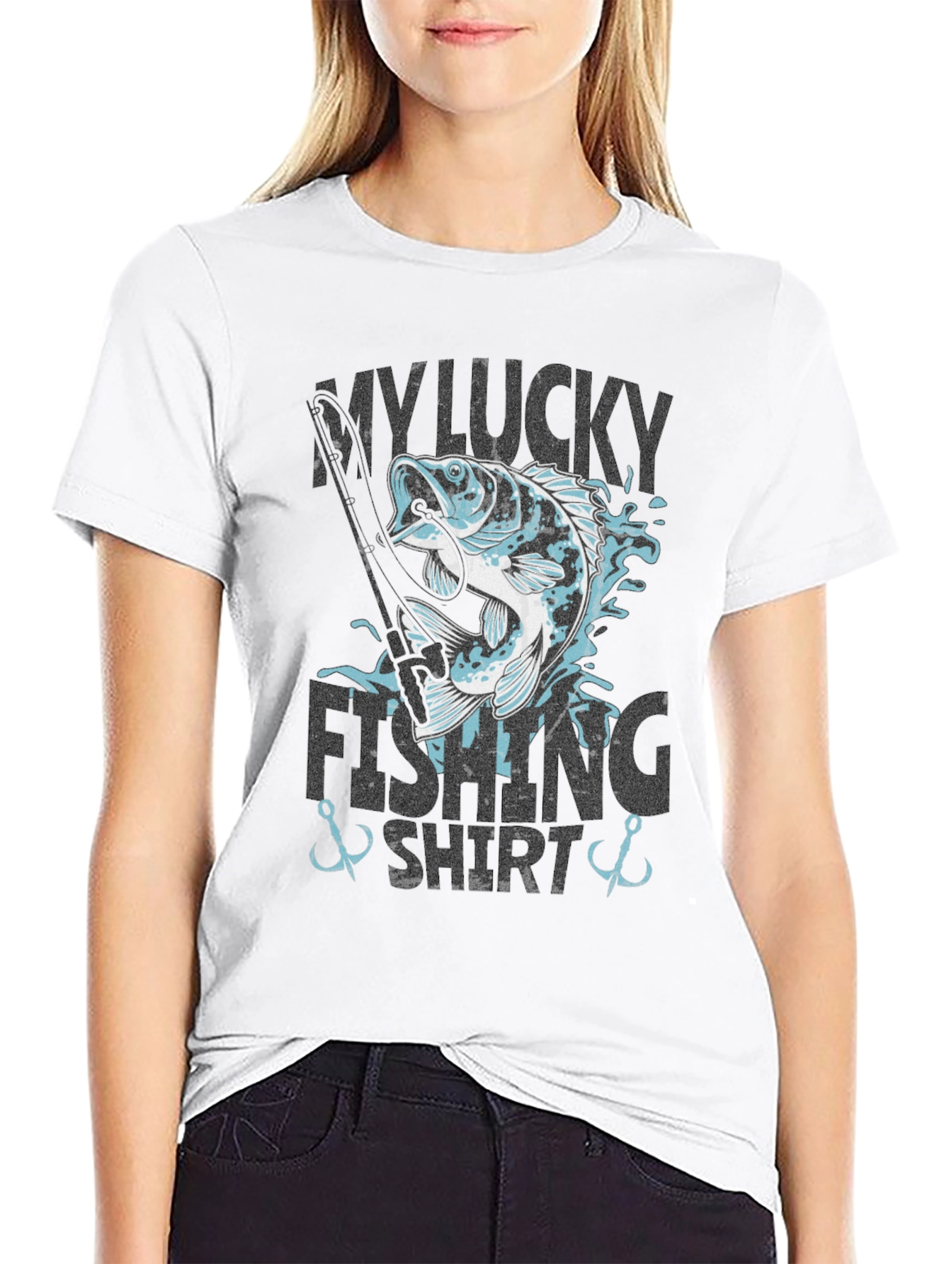 Black My Lucky Fishing Shirt - Graphic Tee for Anglers view 9