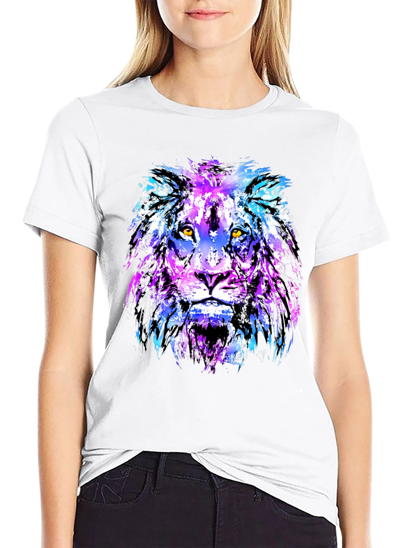 Black Vivid Lion Graphic Tee - Men's Black T-Shirt view 9