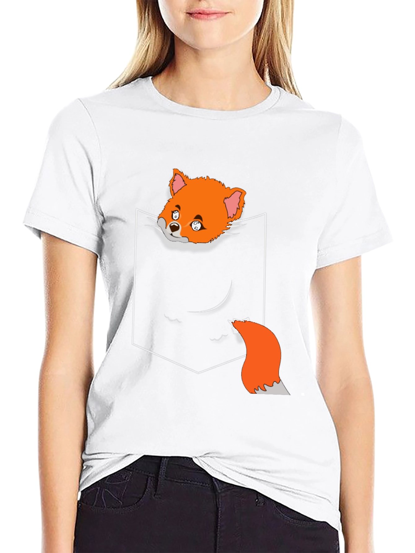 Black Fox in Pocket Graphic T-Shirt view 9