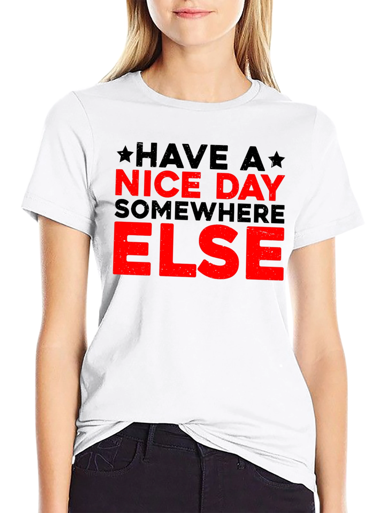 Black Have a Nice Day Elsewhere T-Shirt - Black Humor Tee view 9