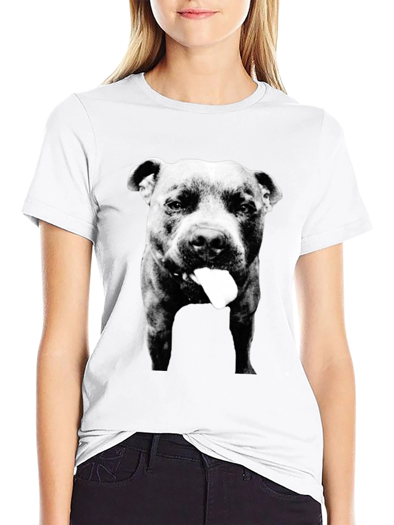 Black Pitbull Tongue Out Graphic Tee view 9