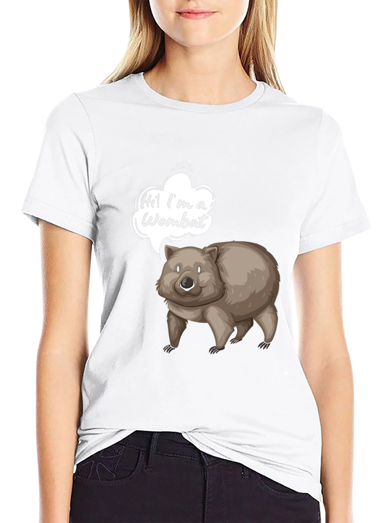 Black Wombat T-Shirt - Cartoon Animal Graphic Tee view 9
