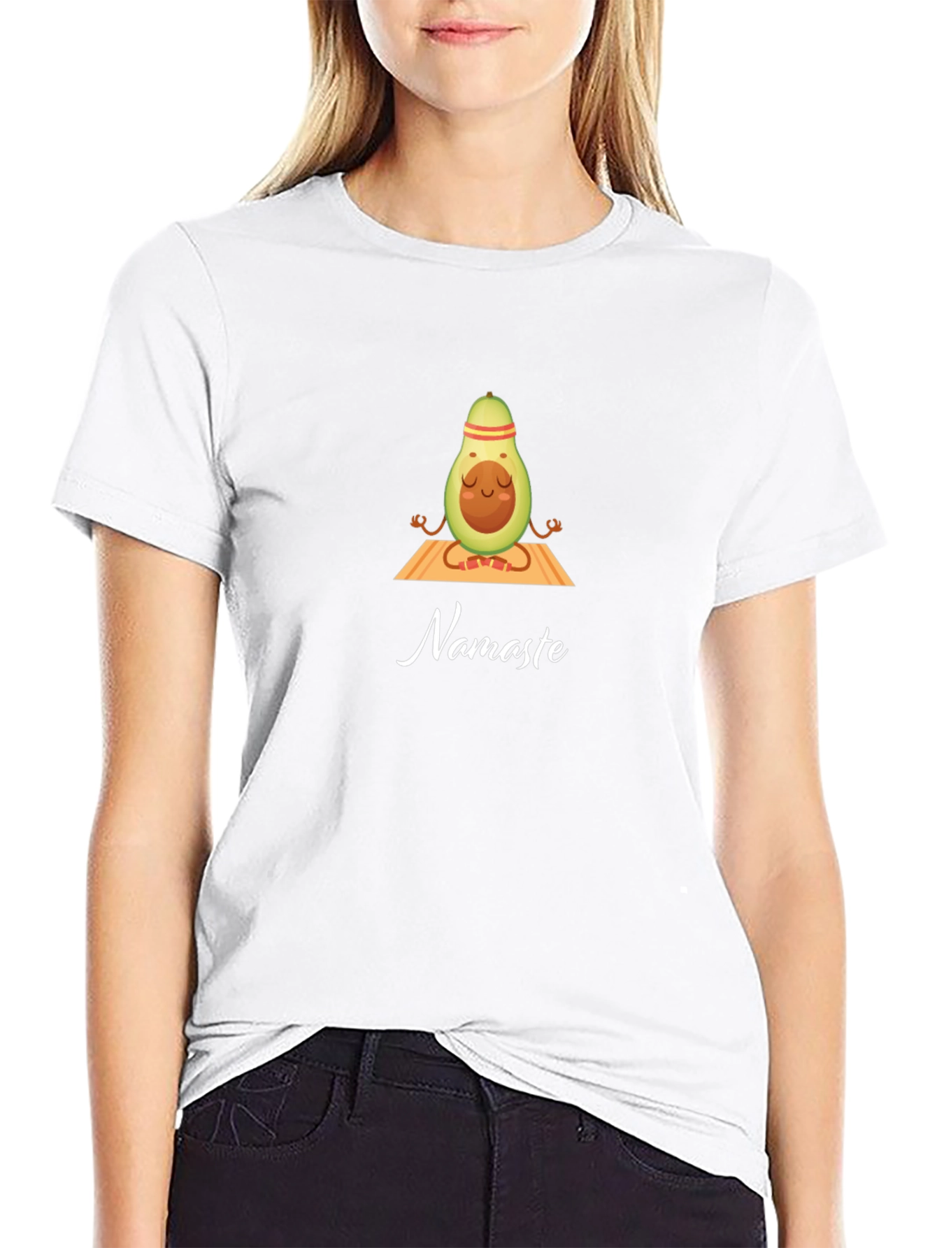 Black Avocado Namaste Meditation Black T-Shirt view 9