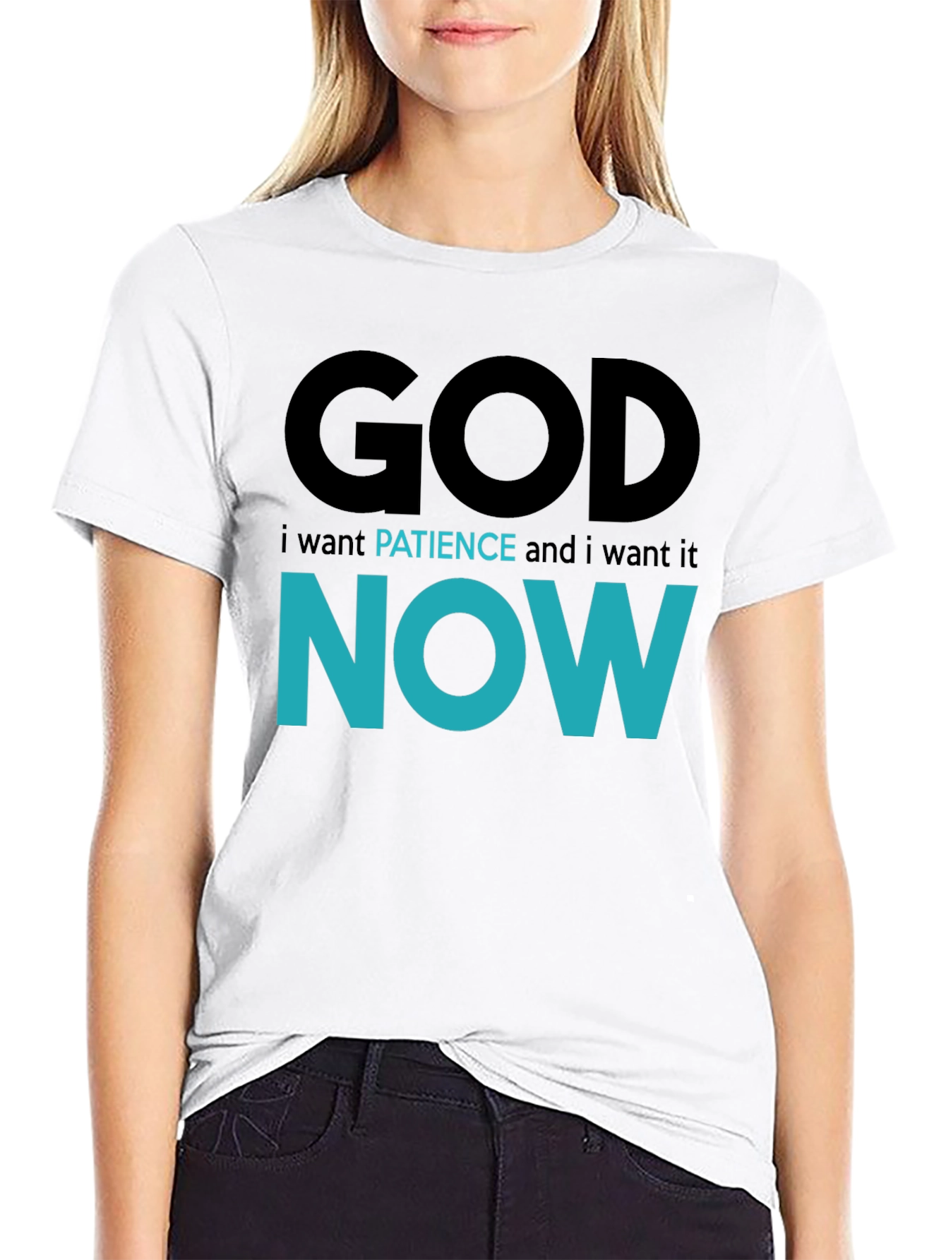 Black God Patience Now T-Shirt - Funny Sarcastic Graphic Tee view 9