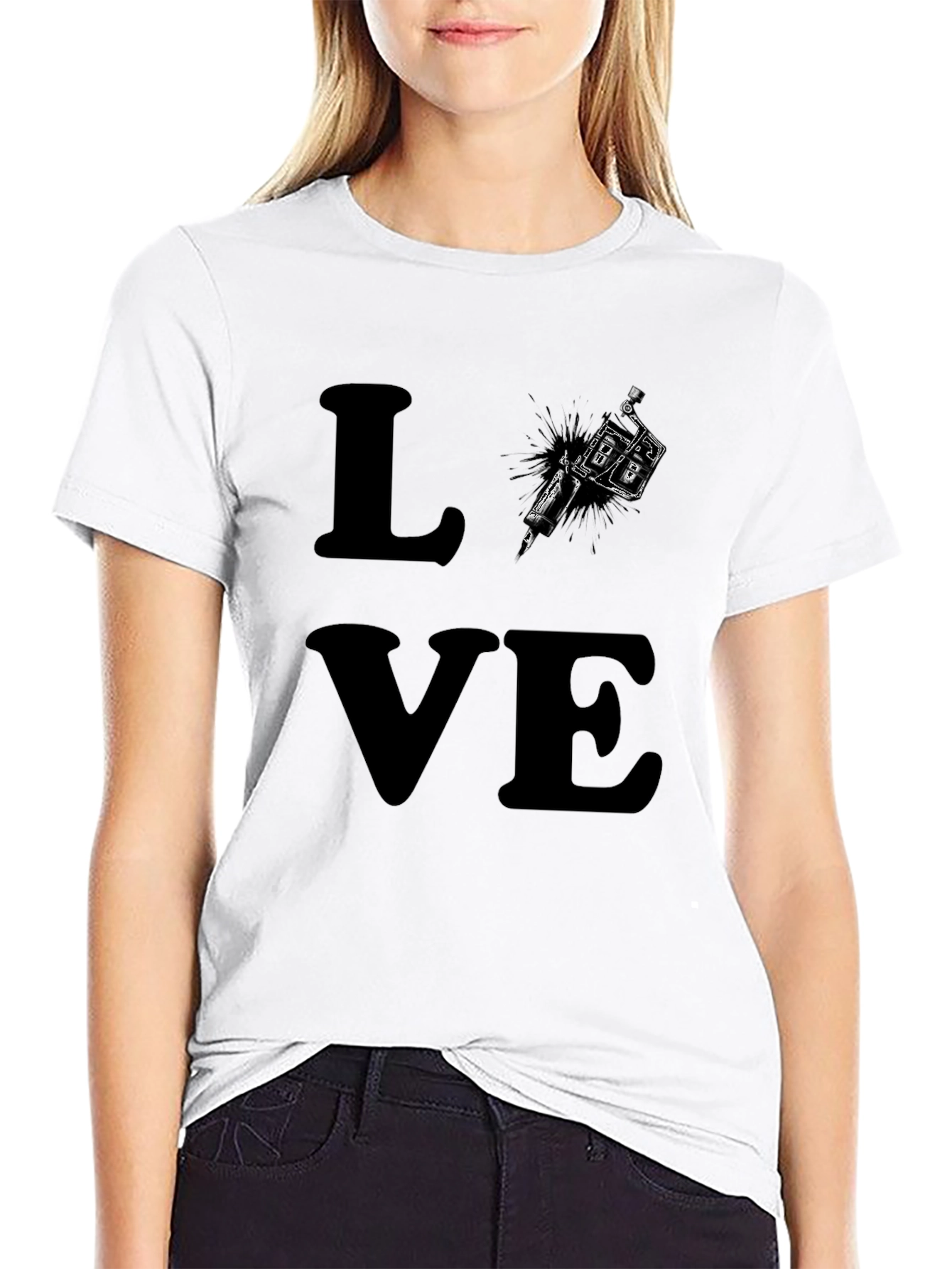 Black Tattoo LOVE Graphic Tee - Black Cotton T-Shirt view 9