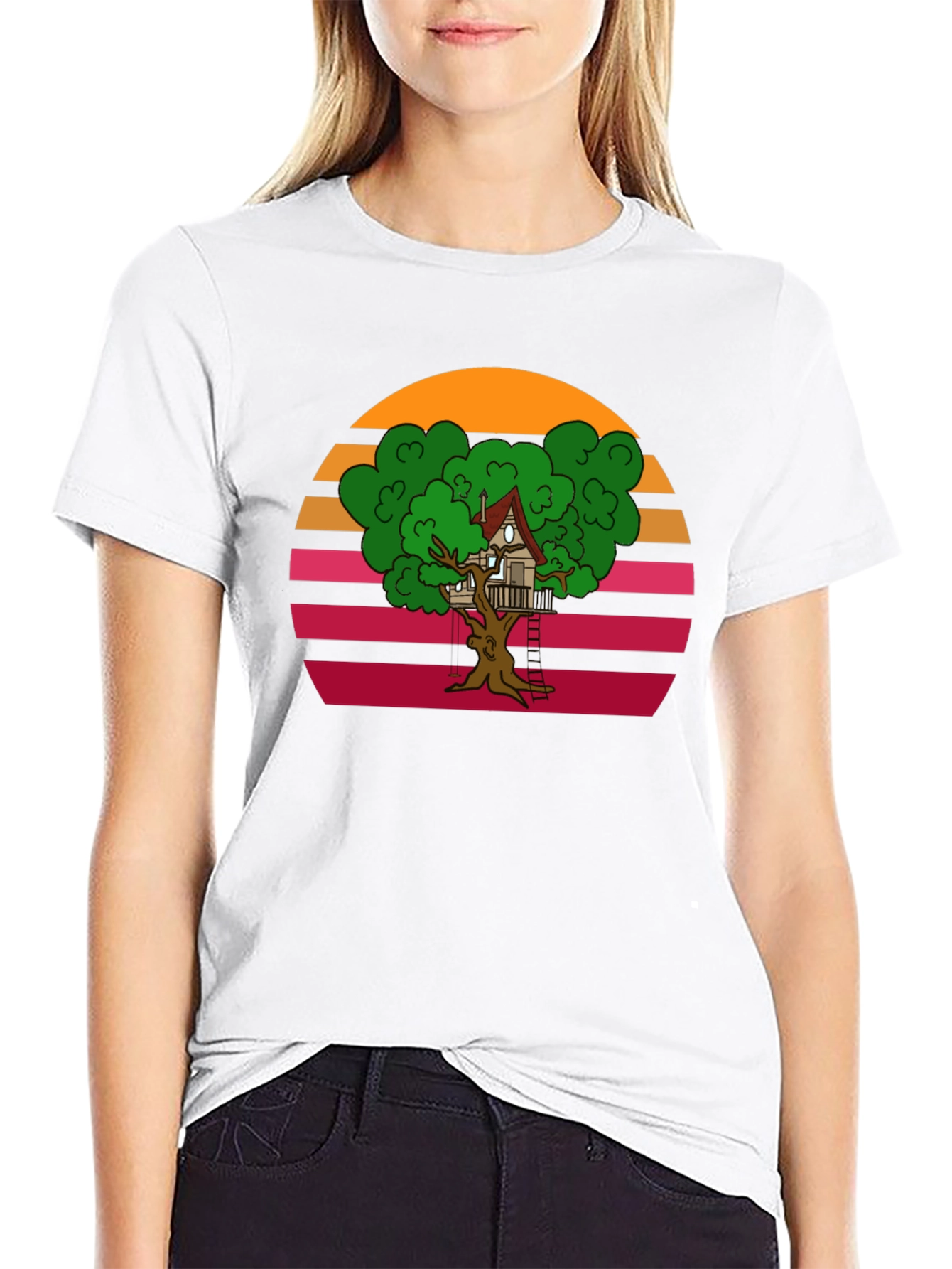 Black Retro Treehouse Graphic Tee view 9