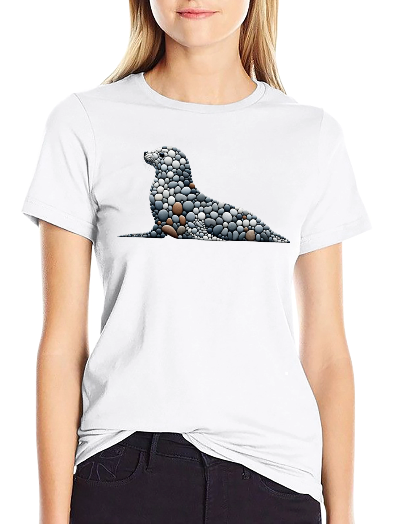Stone Pebble Seal Graphic Tee - Black - 9