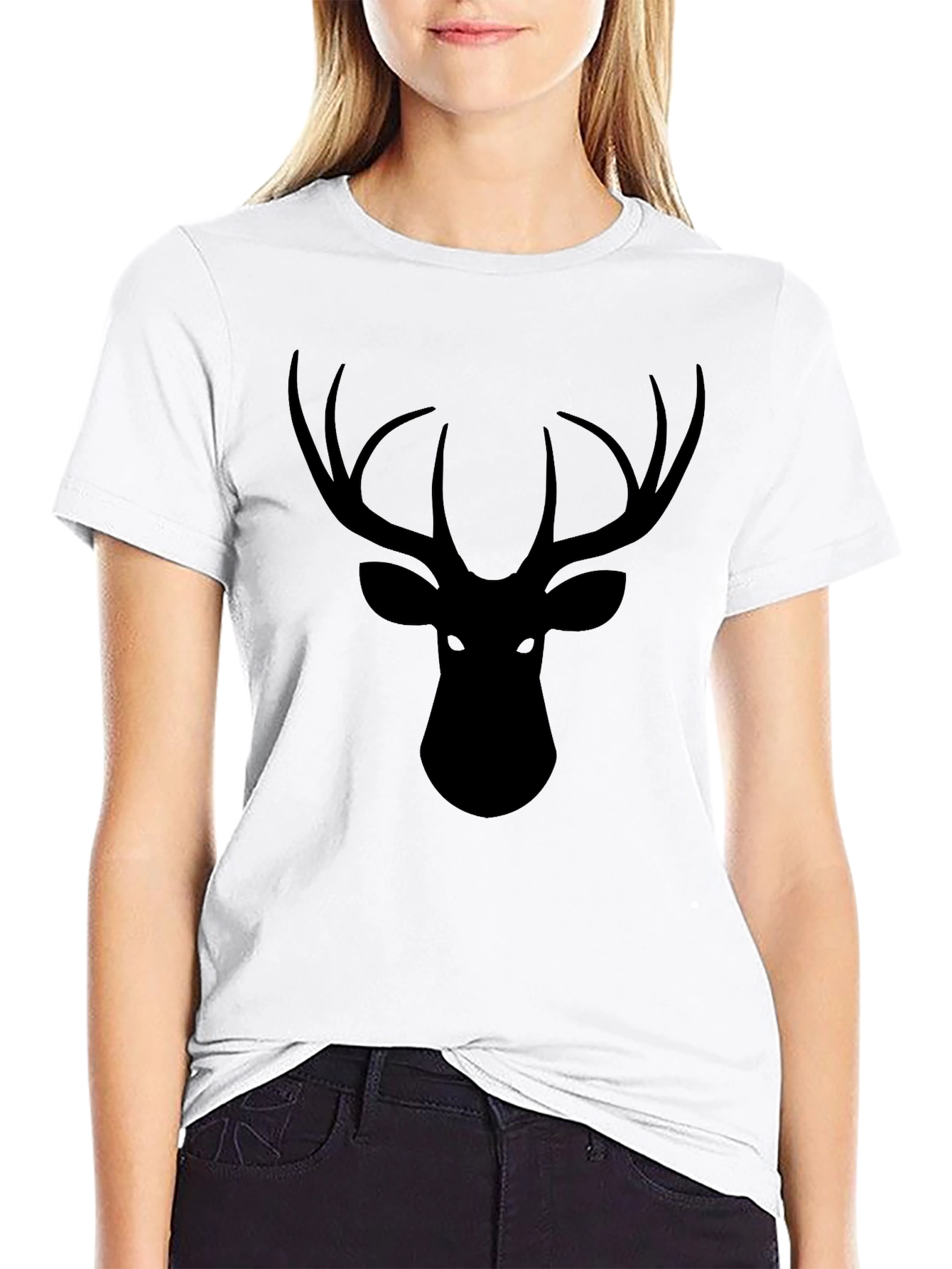 Black Men's Black Deer Graphic T-Shirt view 9