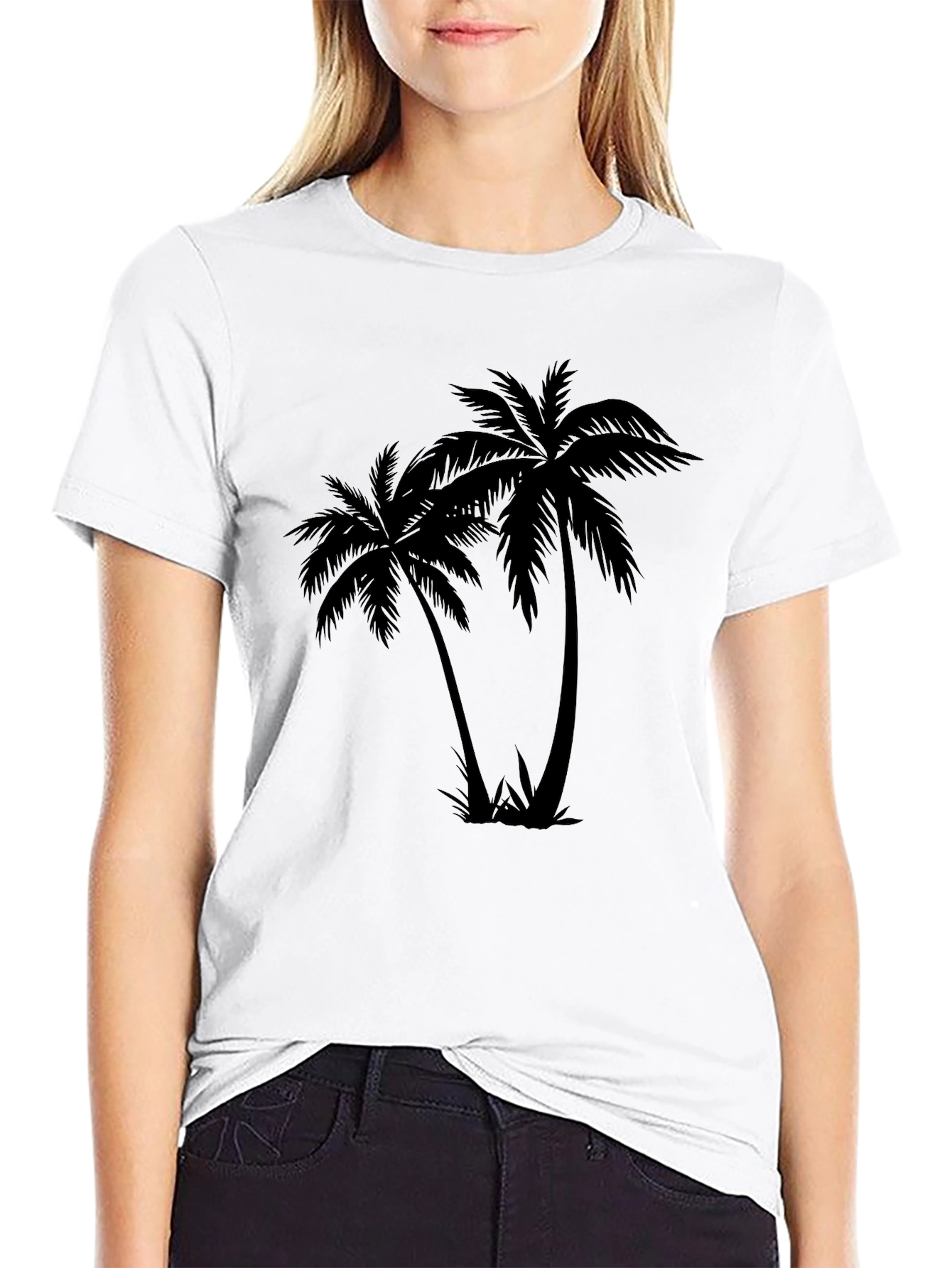 Black Black Palm Tree Graphic Tee - Tropical Style view 9