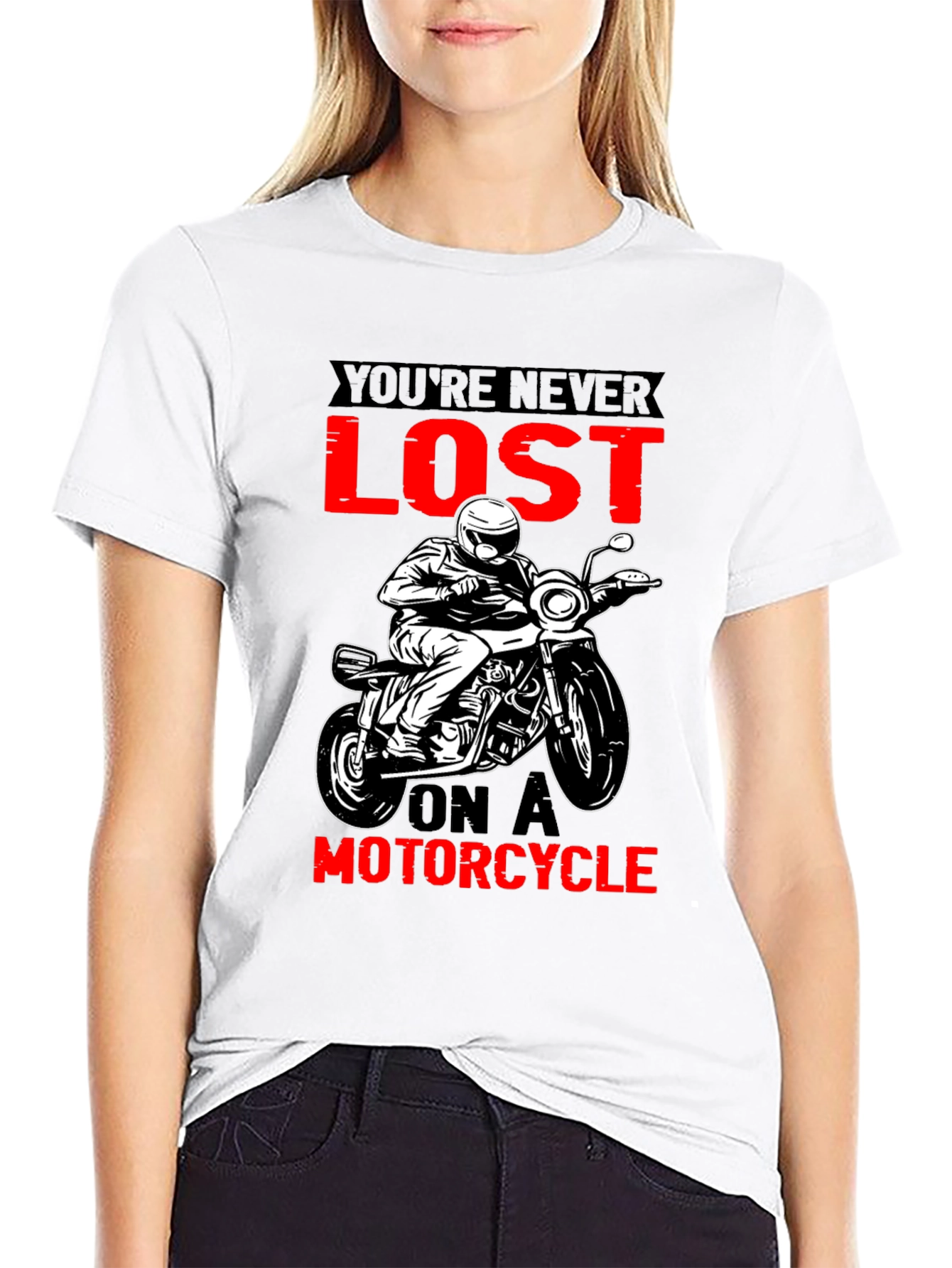 Black Motorcycle T-Shirt - You're Never Lost Design view 9