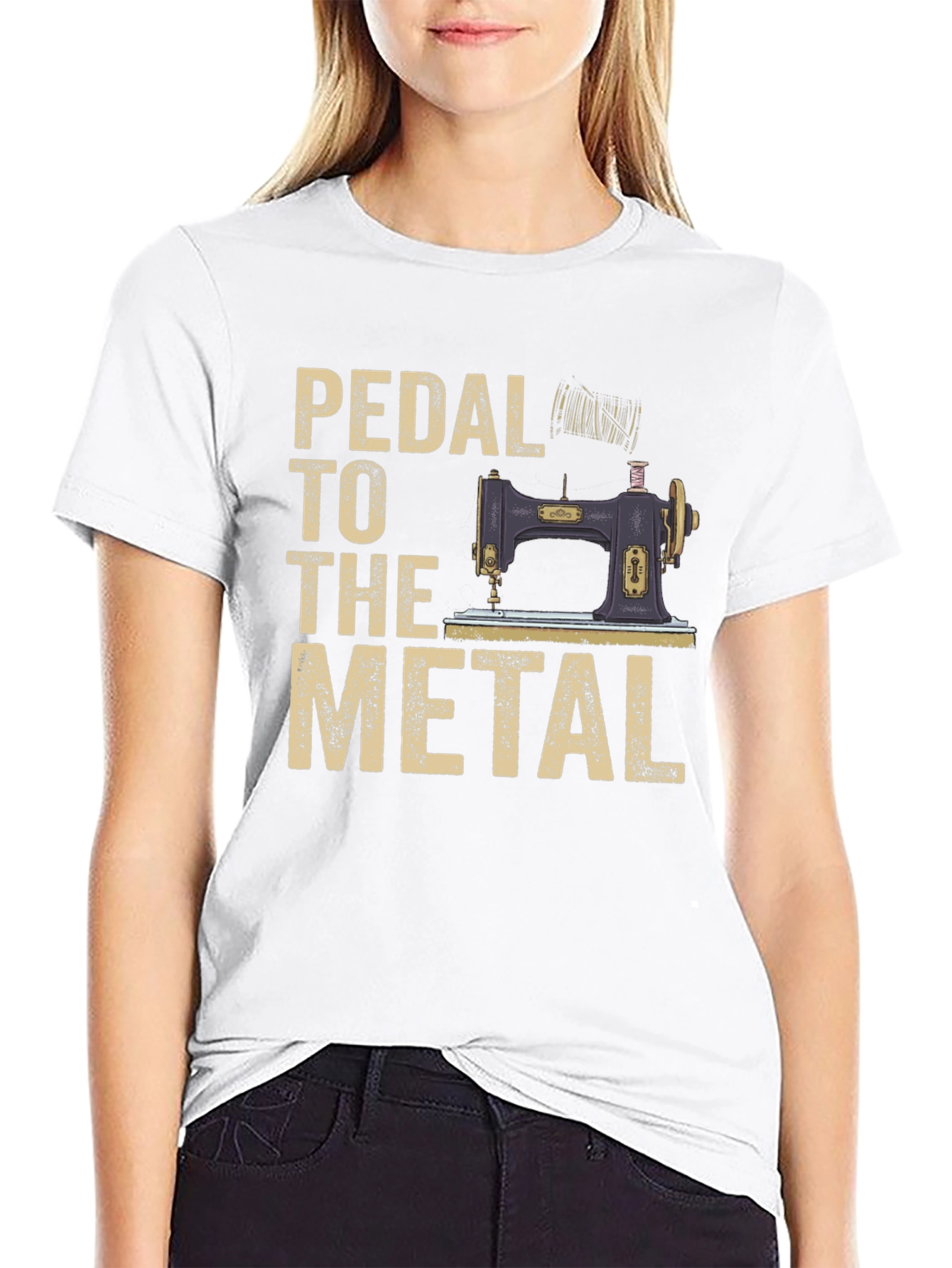 Black Pedal to the Metal Sewing Machine T-Shirt view 9