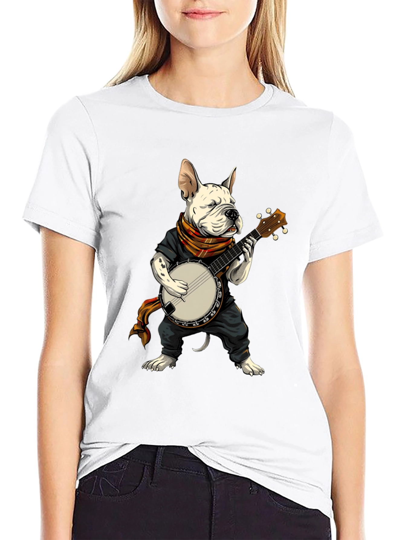 Black Dog Playing Banjo Graphic T-Shirt view 9