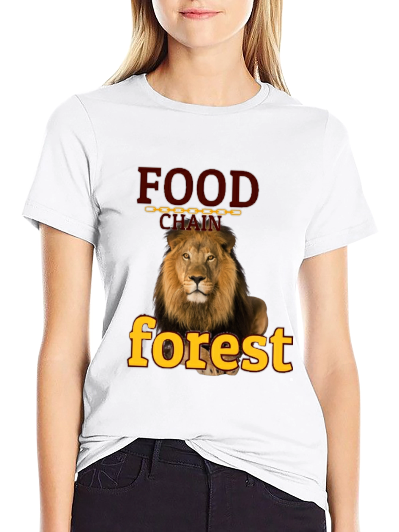 Black Food Chain Forest Lion Graphic T-Shirt view 9