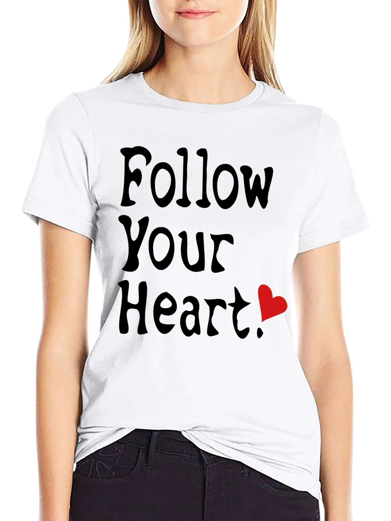 Black Follow Your Heart T-Shirt - Black Casual Tee view 9