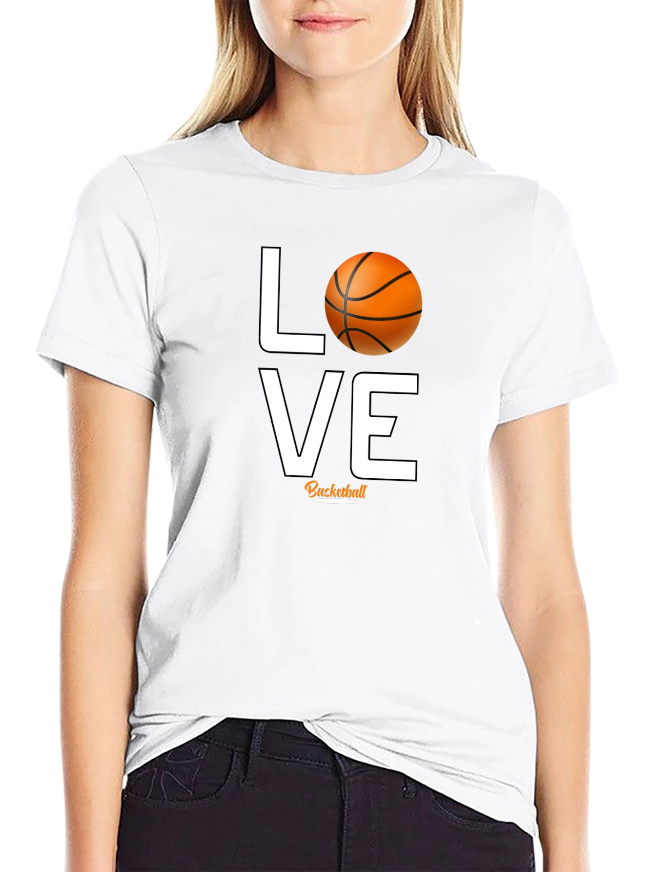 Black Love Basketball Graphic Tee - Black Cotton T-Shirt view 9