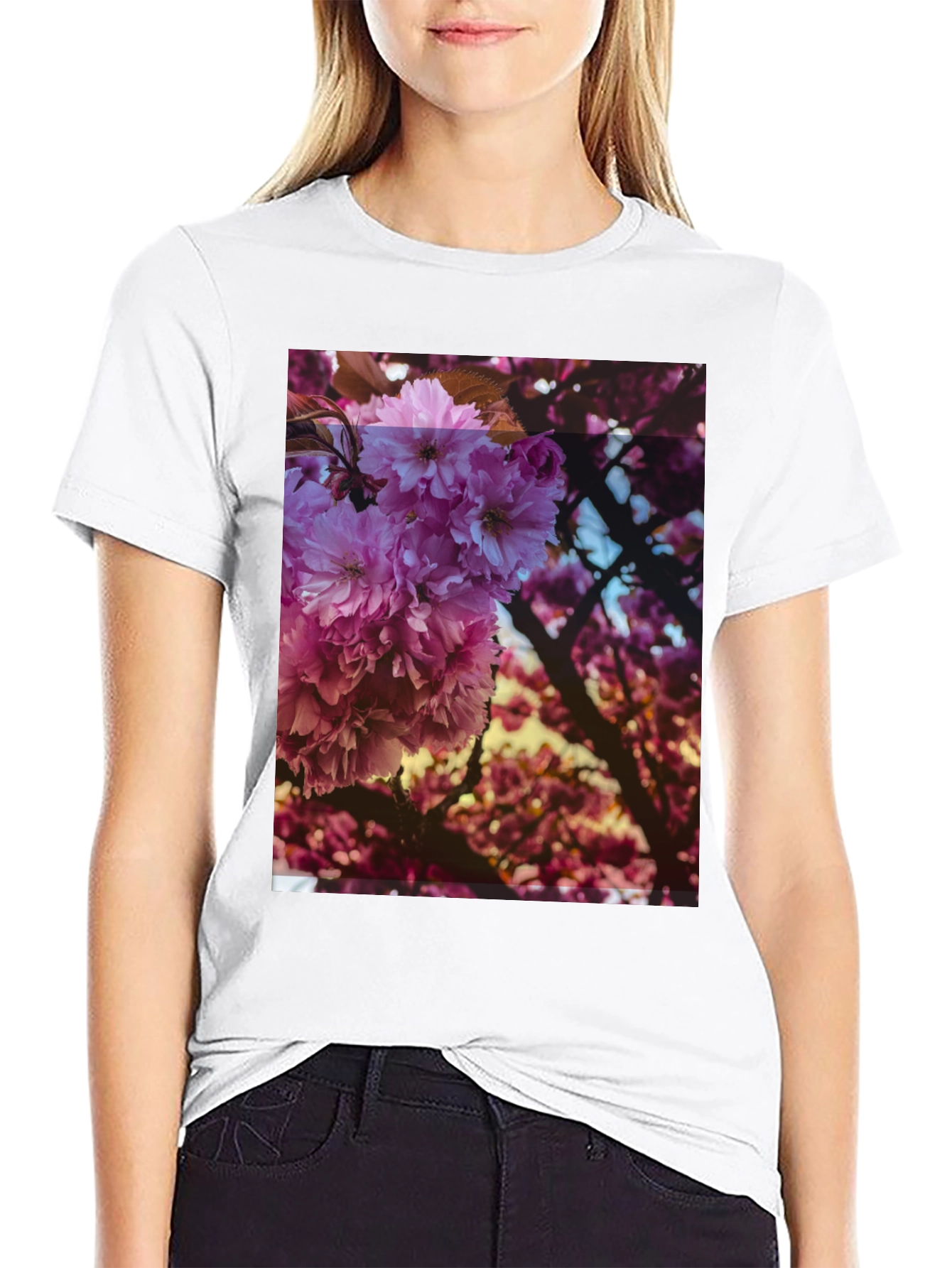 Black Floral Print Black Tee view 9