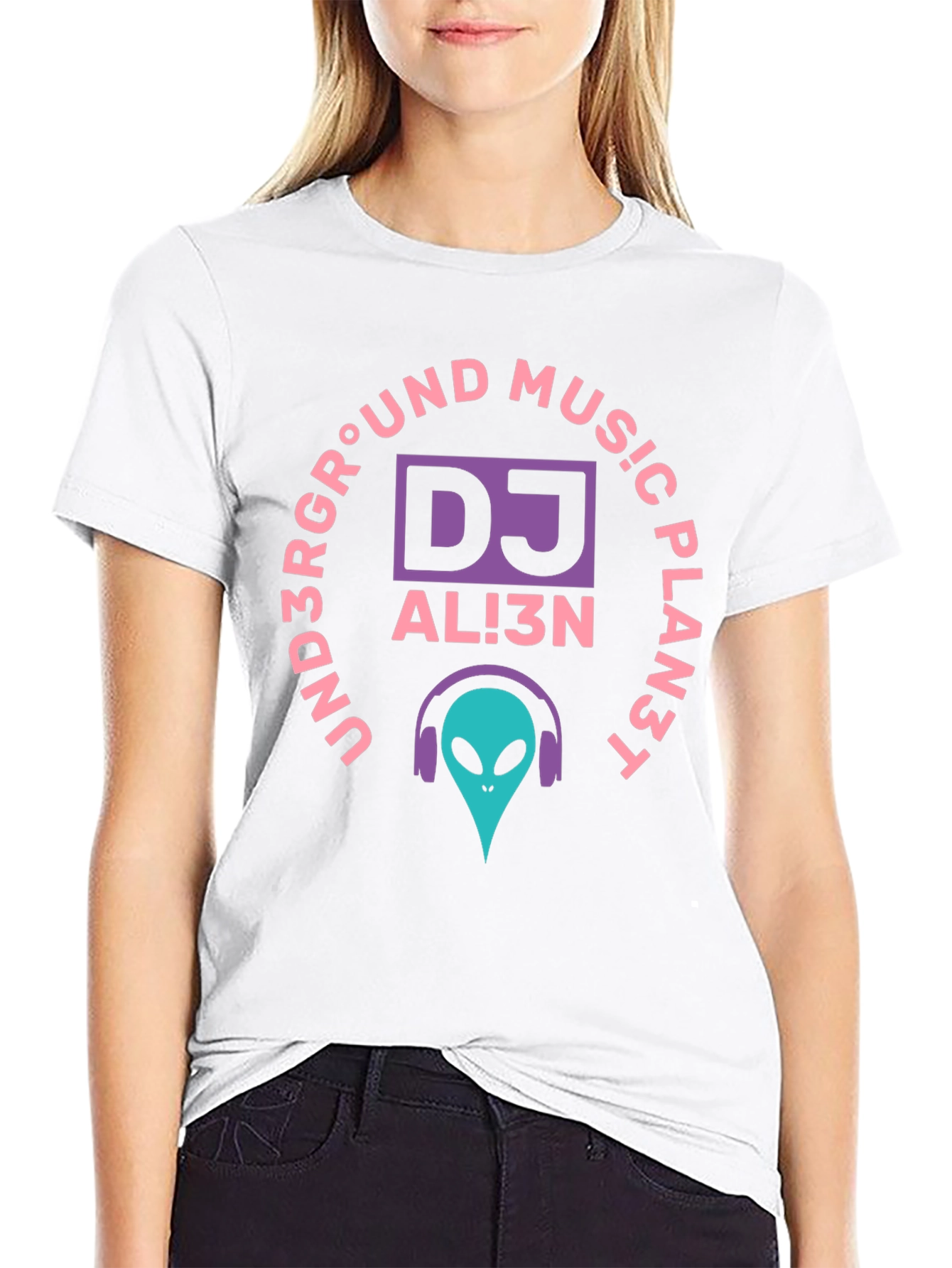 Black DJ Alien Music Graphic Tee - Underground Planet Design view 9