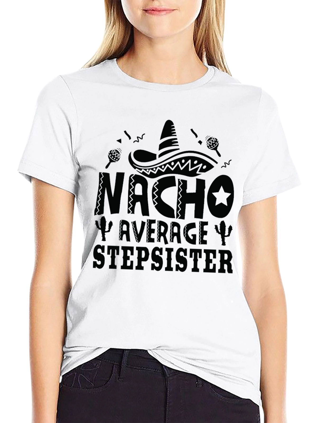 Black Nacho Average Stepsister Black Graphic T-Shirt view 9