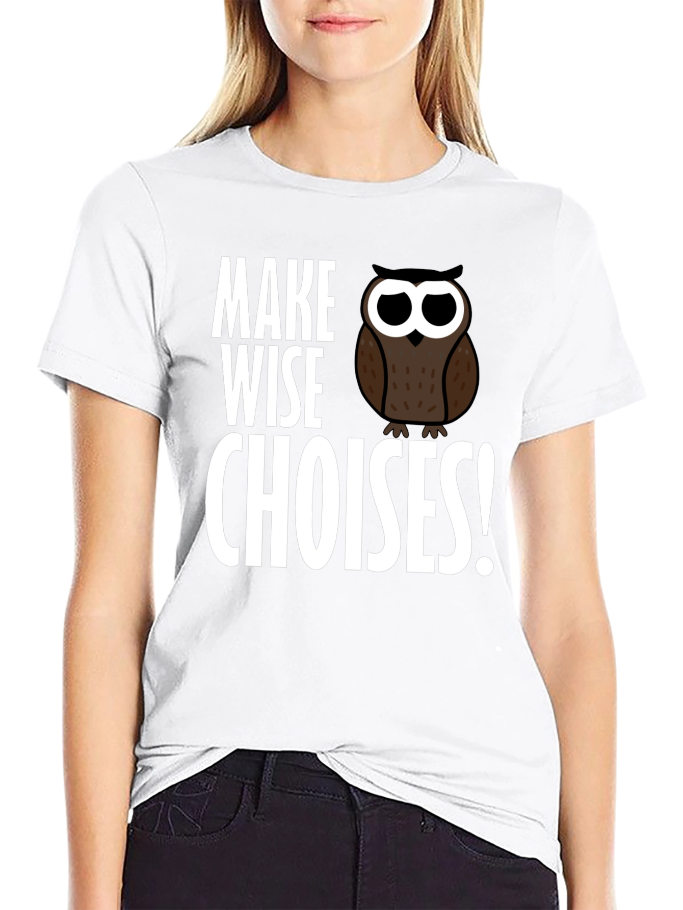 Black Make Wise Choices Owl T-Shirt - Black view 9