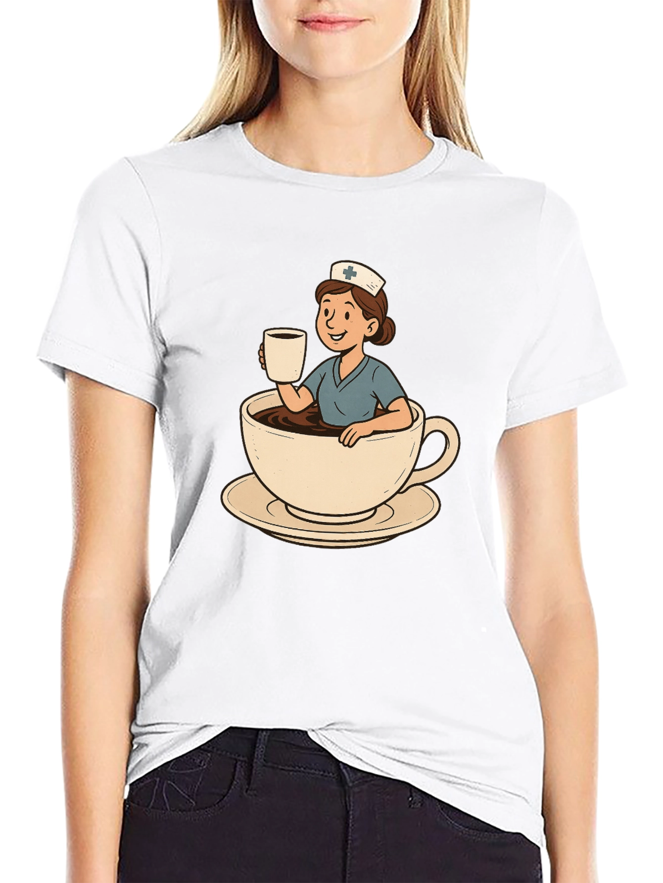 Black Nurse Coffee Cup Graphic Tee view 9