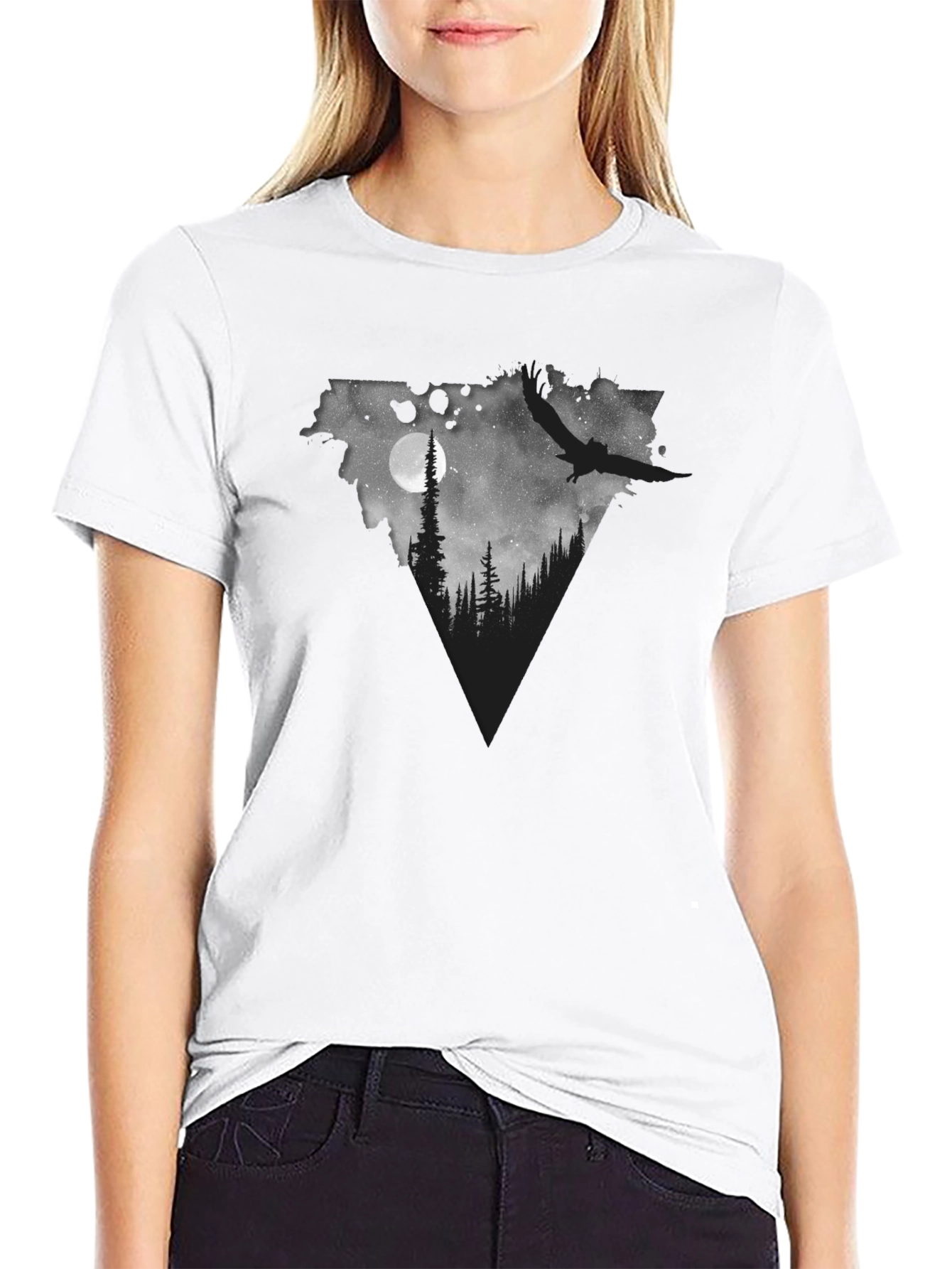 Black Nature's Nightscape Black Graphic Tee view 9