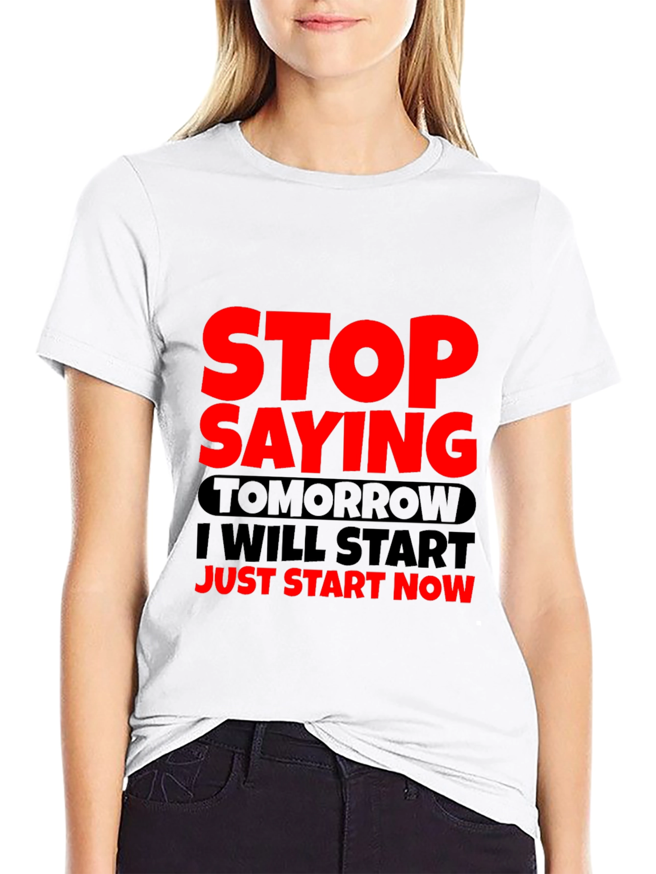 Black Motivational Graphic Tee - Stop Saying Tomorrow view 9