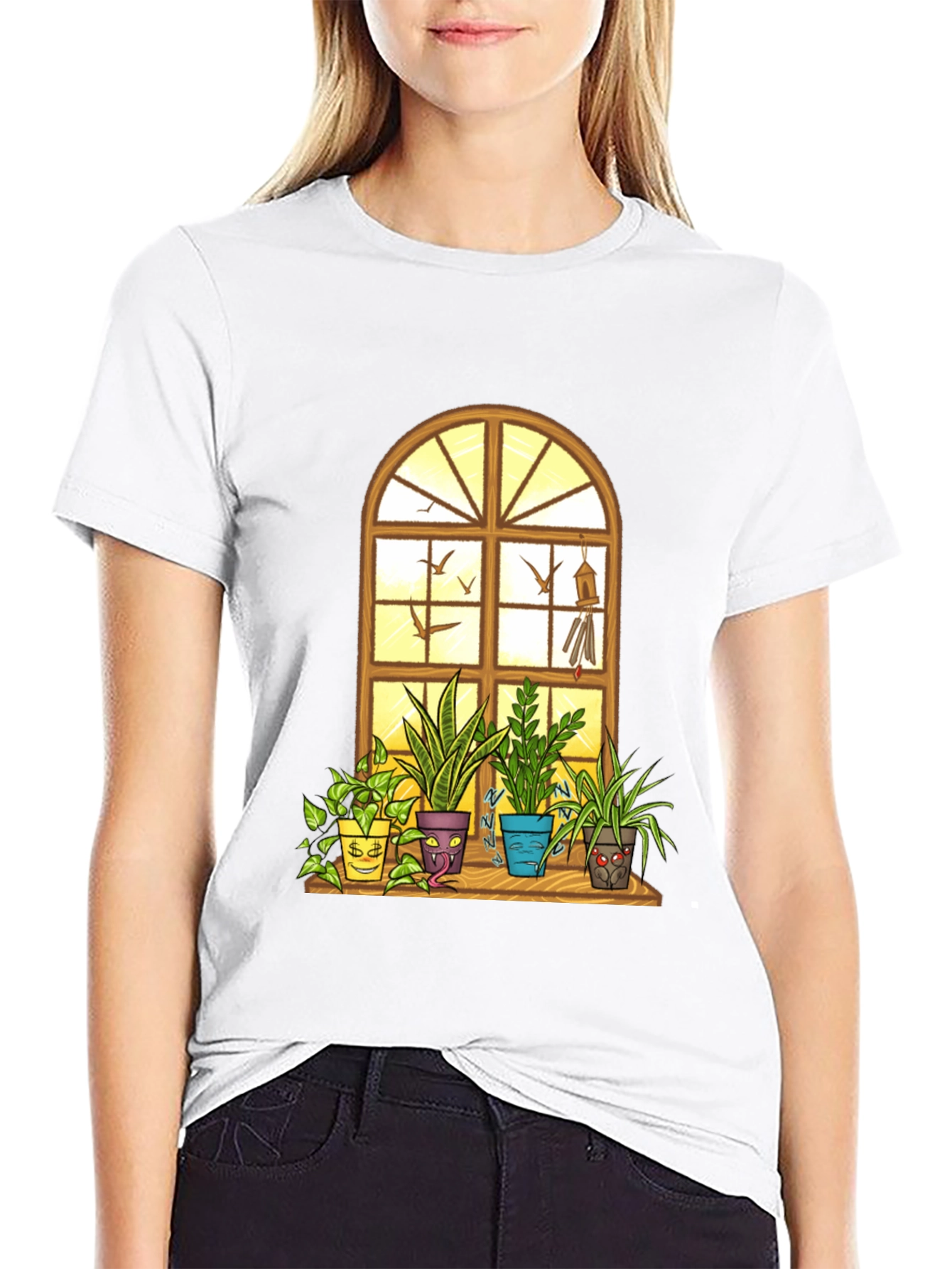 Black Men's Novelty Potted Plants Graphic T-Shirt view 9