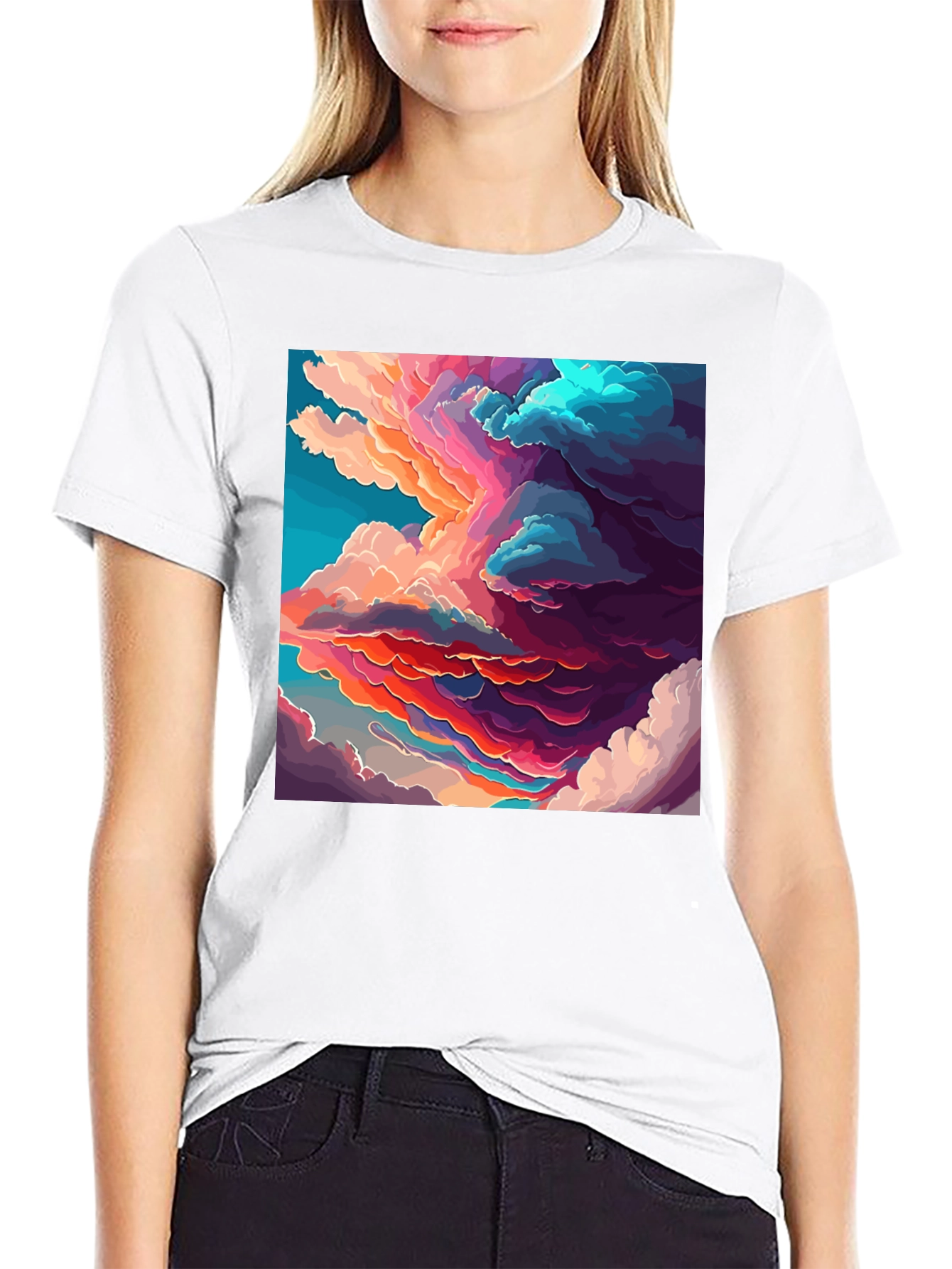 Black Cloudscape Graphic Black T-Shirt view 9