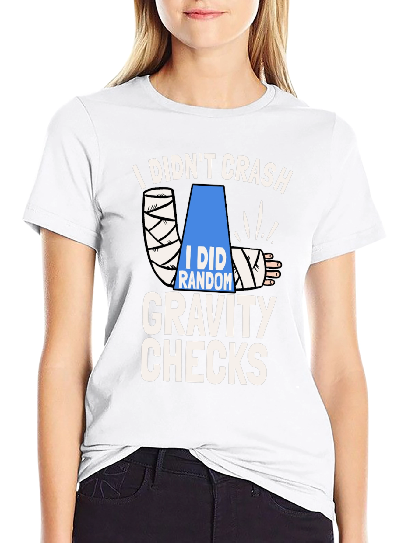 Black I Didn't Crash Gravity Checks Funny T-Shirt view 9