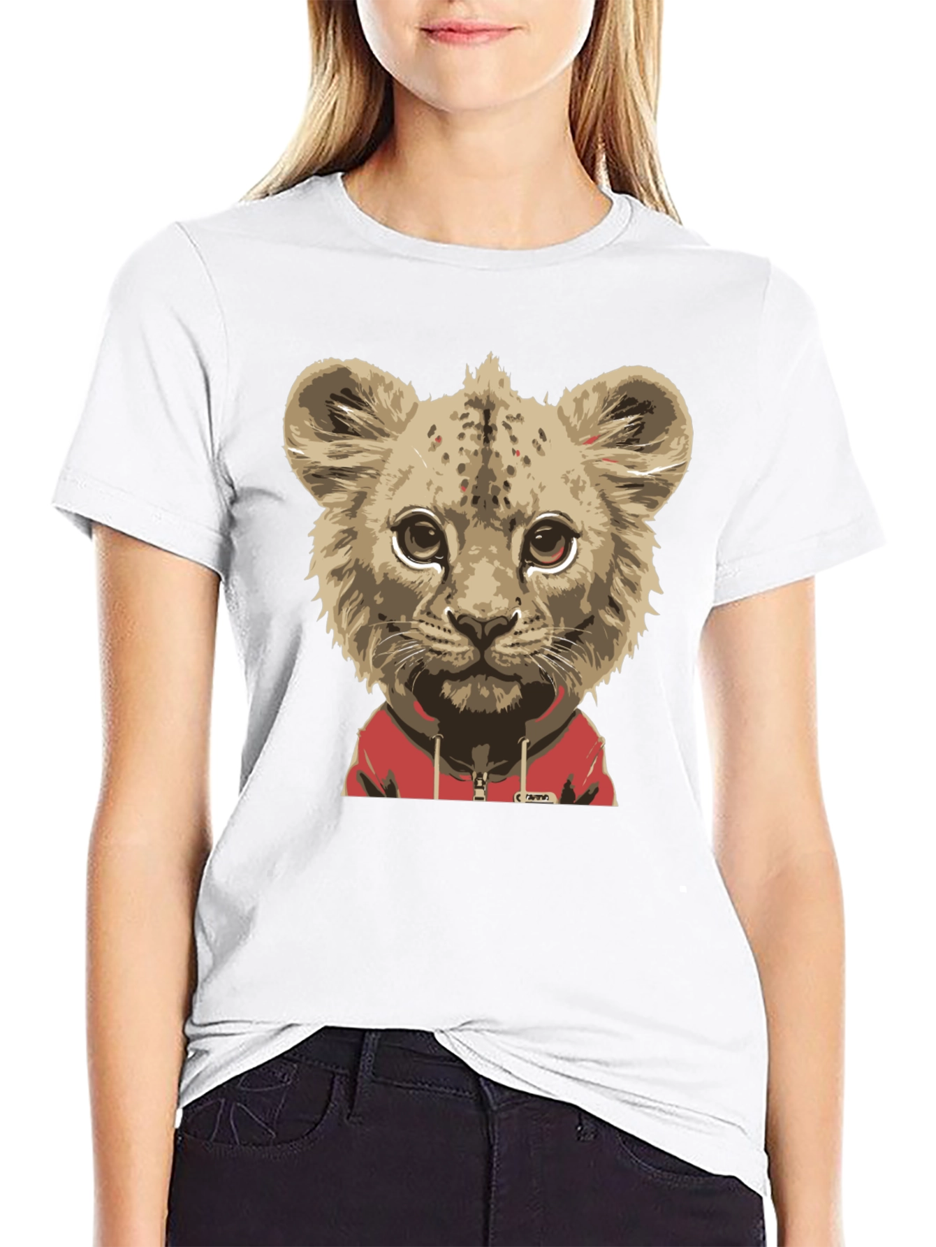 Black Lion Cub Hoodie T-Shirt - Cool Animal Tee view 9